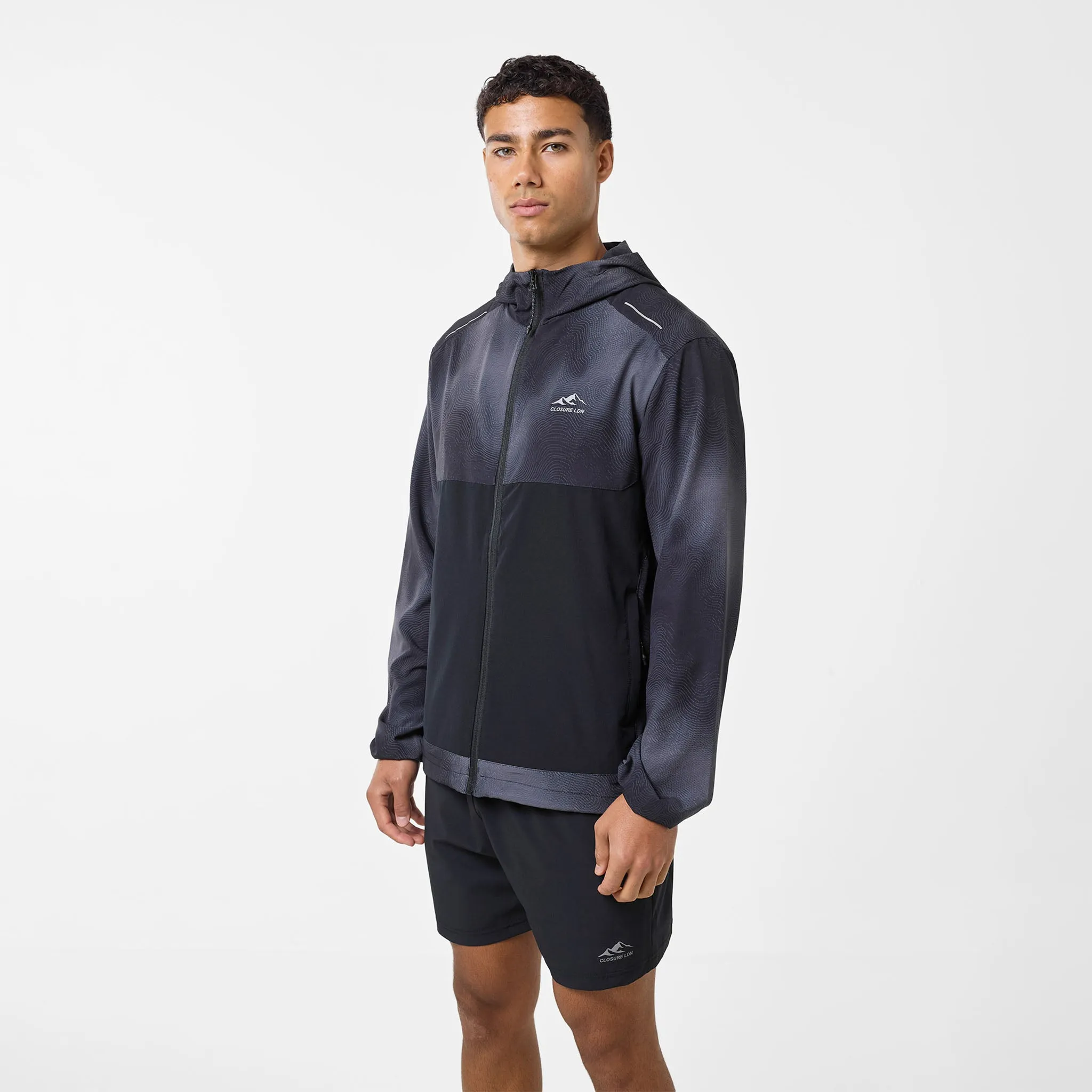 Airtight Fasteners Water Resistant Design Cloud Print Jacket | Black