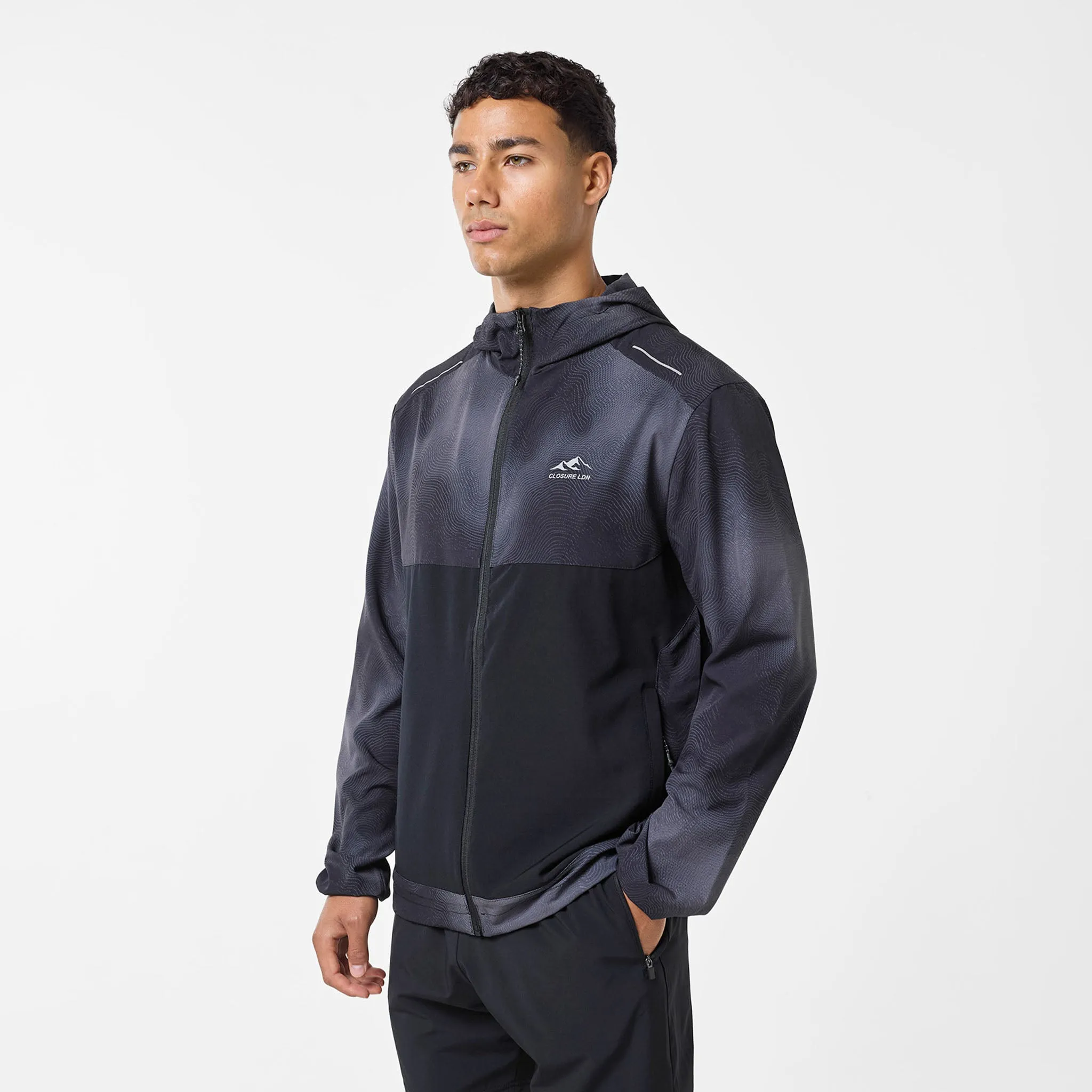 Magnetic Closure Options Cloud Print Jacket | Black