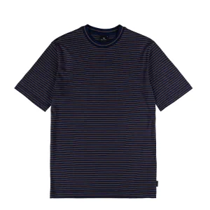 Paul Smith Fine Stripe Casual Fit T Shirt Blue / Tan Washable Minimal Fashion