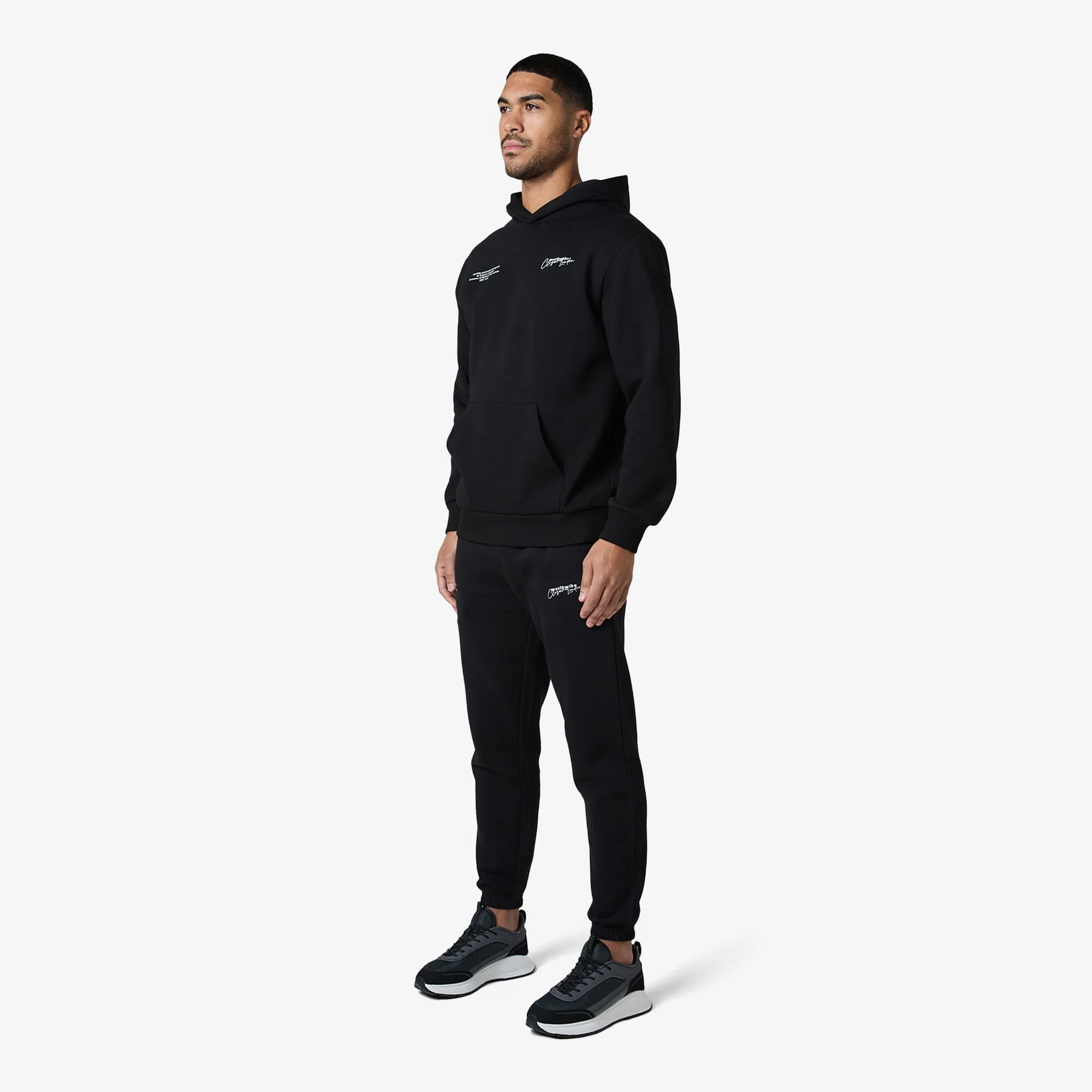 Stacked Varsity Hoodie | Black Fresh Minimal