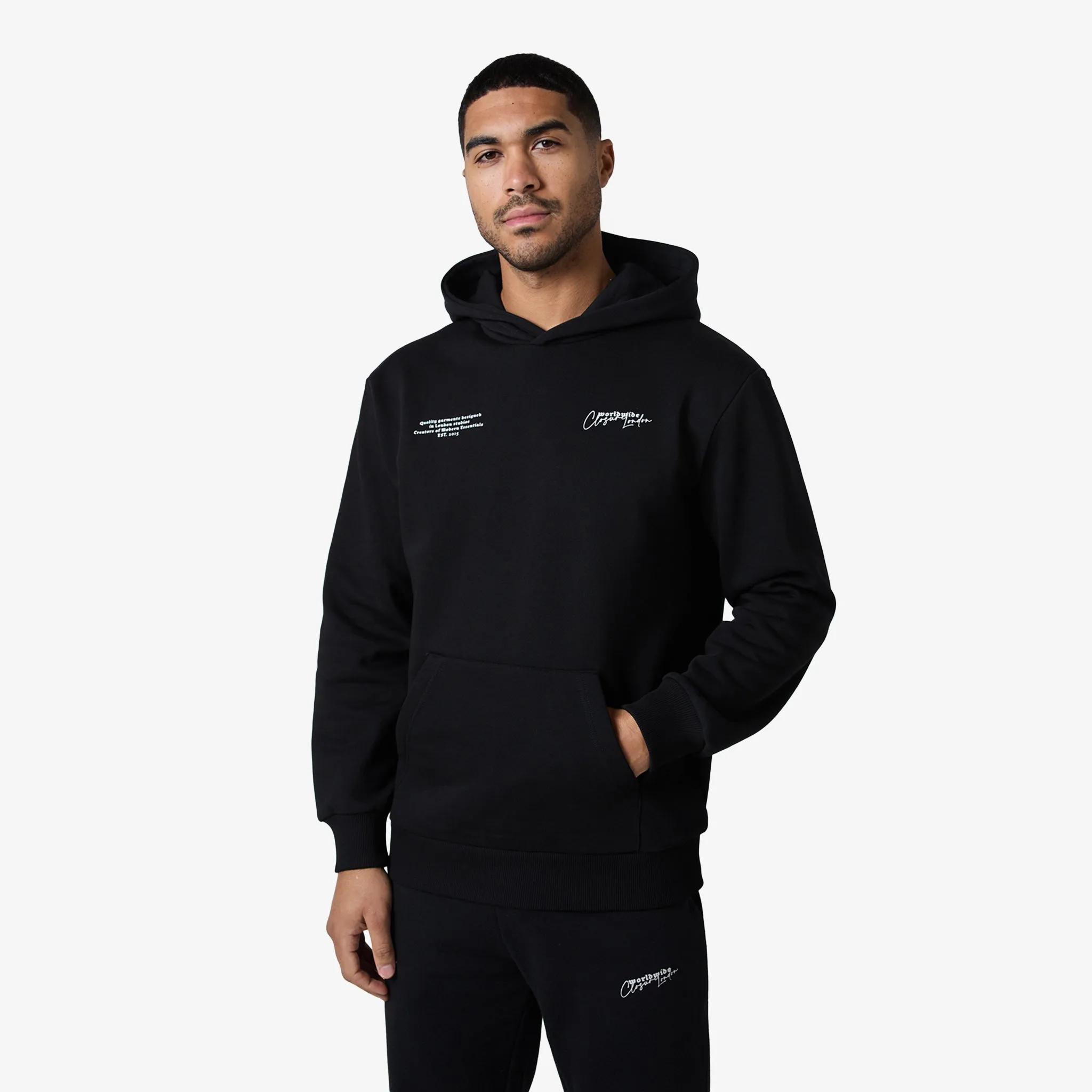 product mountain style allure Cozy Essentials Stacked Varsity Hoodie | Black