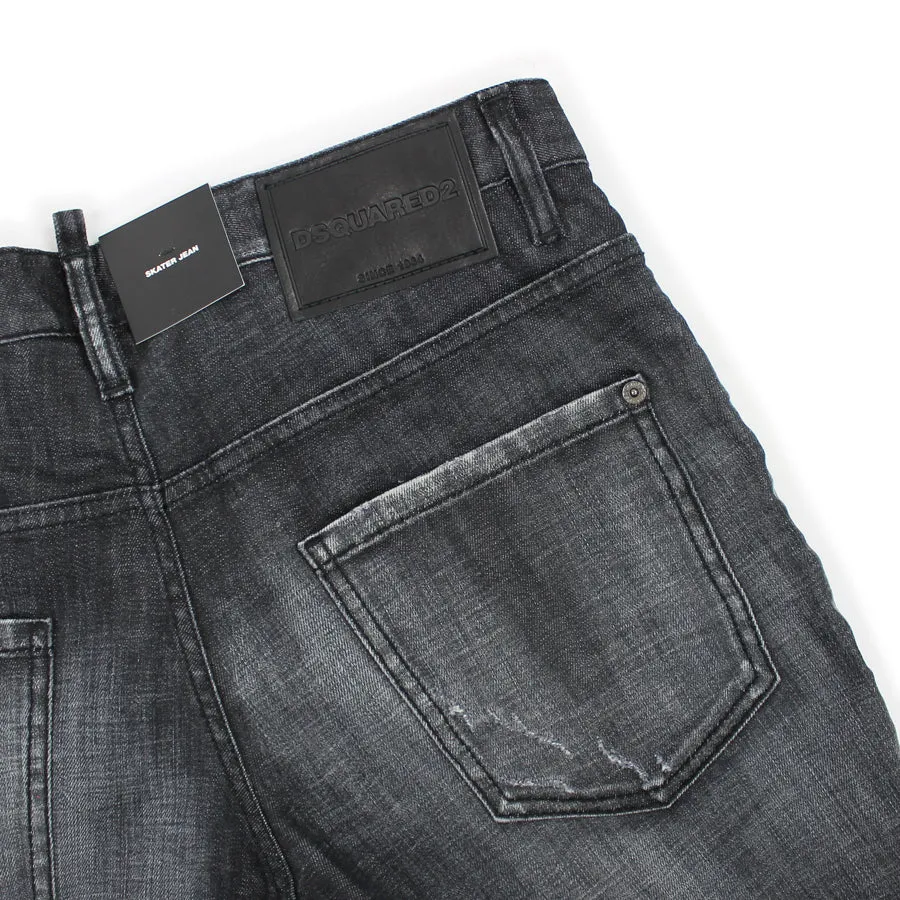 Gym Ready Vibrant Bold Textured Family Style Autumn Days DSQUARED2 - Distressed Skater Jeans in Washed Black