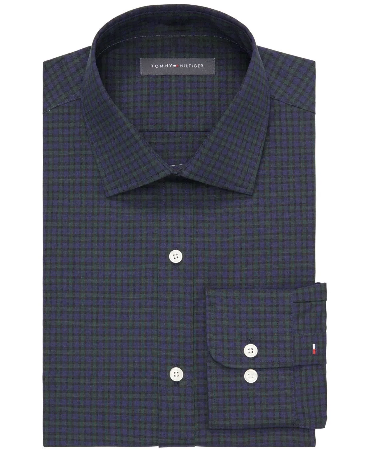 Tommy Hilfiger Dress Shirt Mens 18X Peacoat Twill Slim Wrinkle-Free FTS77 Metallic Finish Perfect Layering