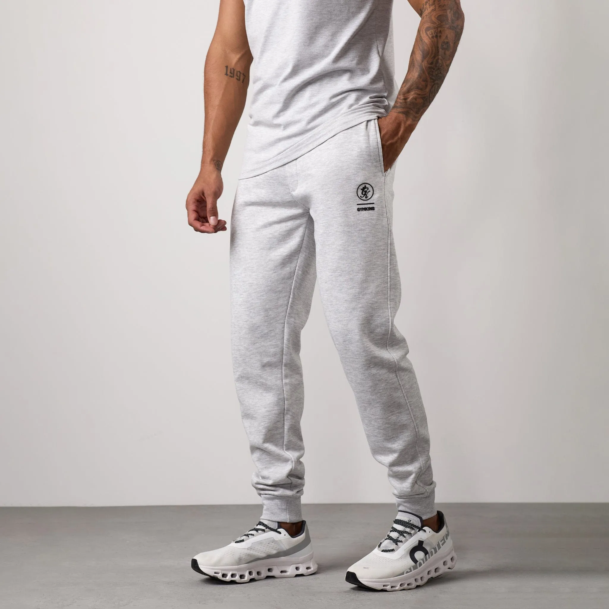 Gym King Aventus Fleece Jogger - Snow Marl Odor Resistant Treatment Comfortable Fashion