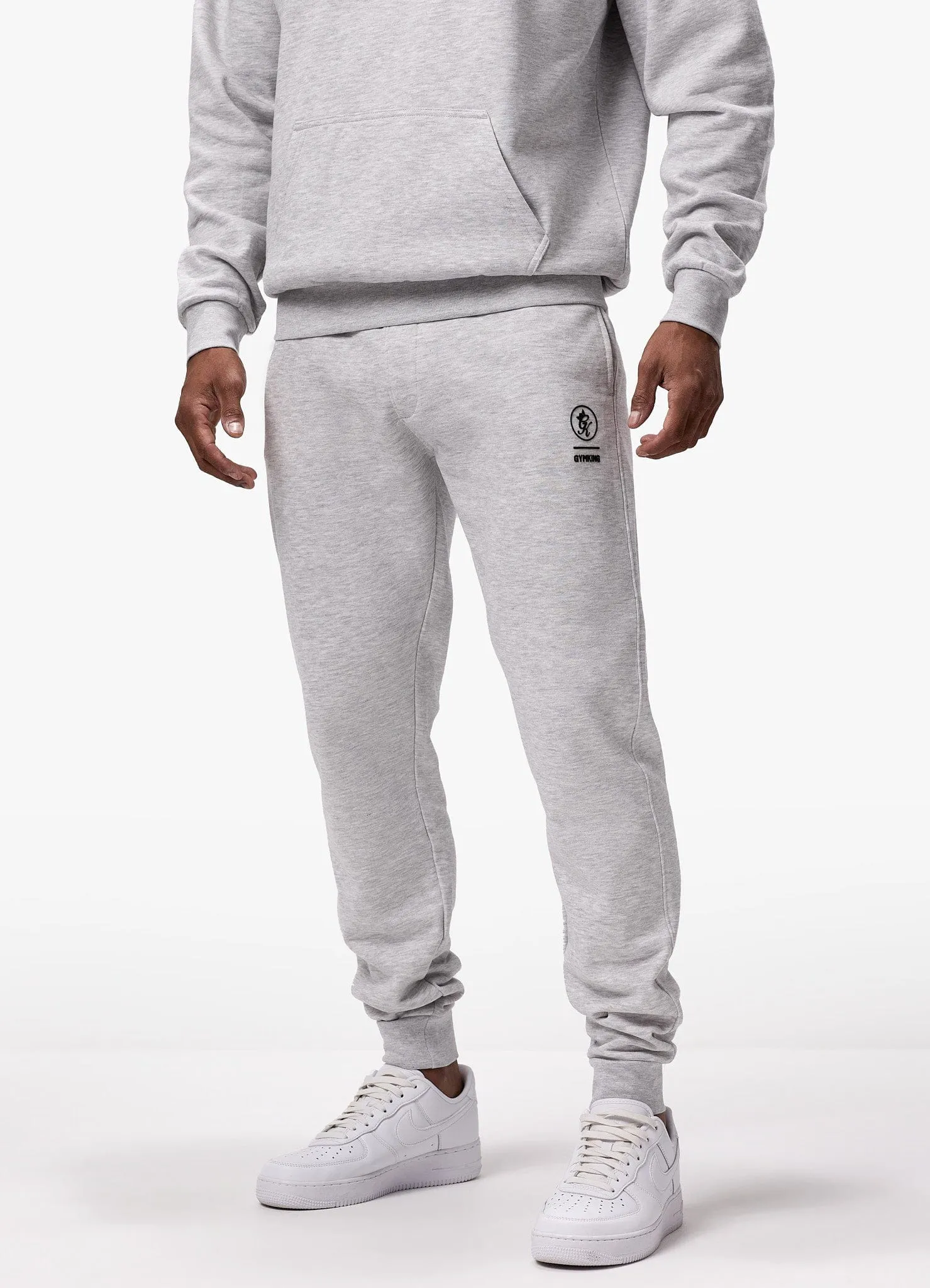 Gym King Aventus Fleece Jogger - Snow Marl AntiSlipGrip FlexibleKneePanels