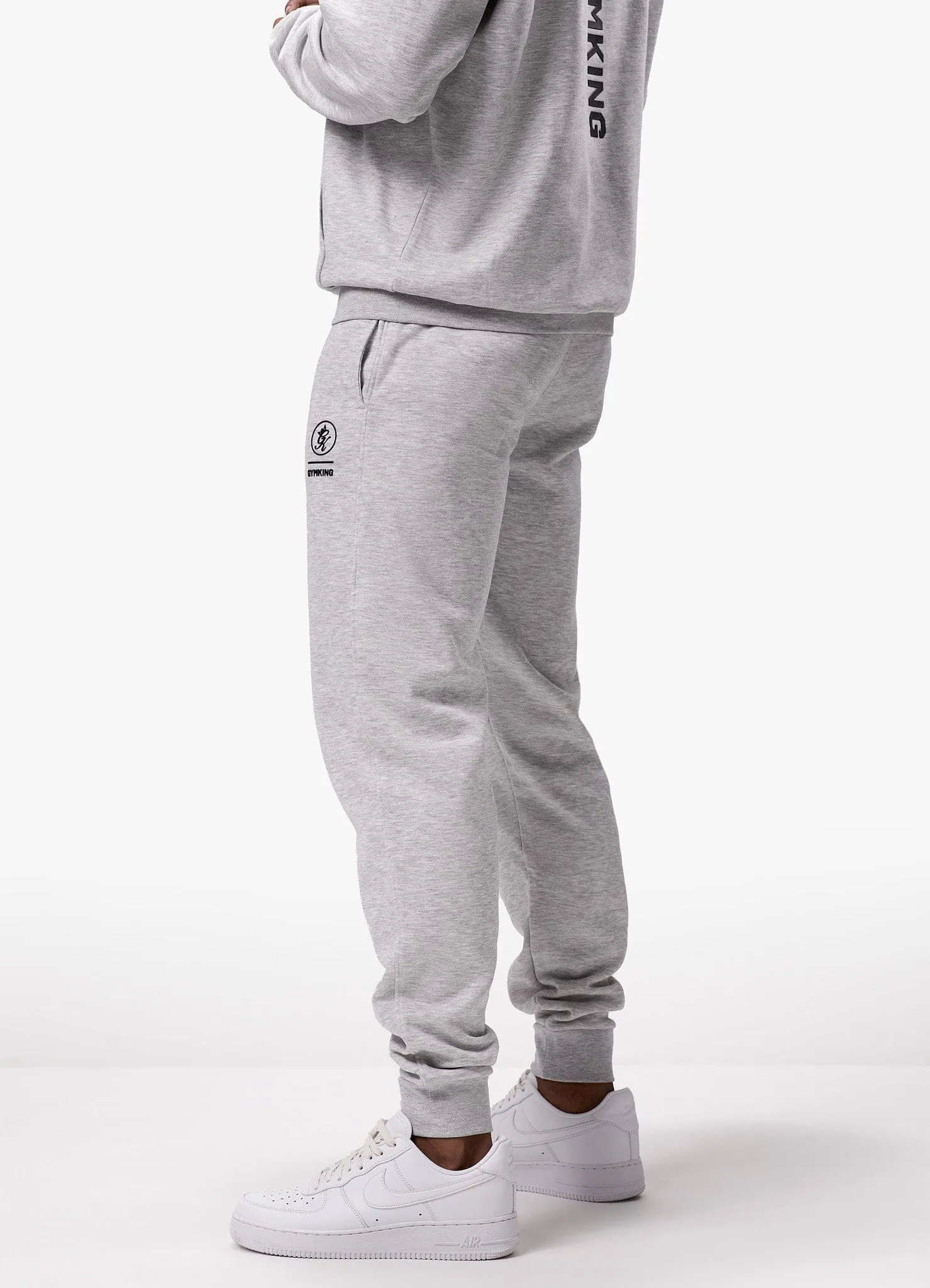 Structured Hemline Gym King Aventus Fleece Jogger - Snow Marl