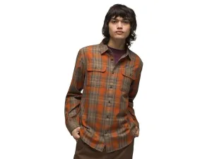 Prana Edgewater Shirt Mens Orange Plaid Long Sleeve Button-Up Slim Fit GBO52 Breathable back panel