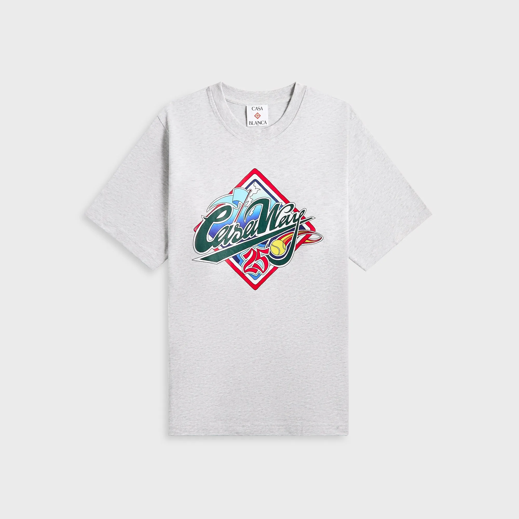 Reinforced Hemline Casablanca Casa Way World Series Printed Tee - Grey Marble