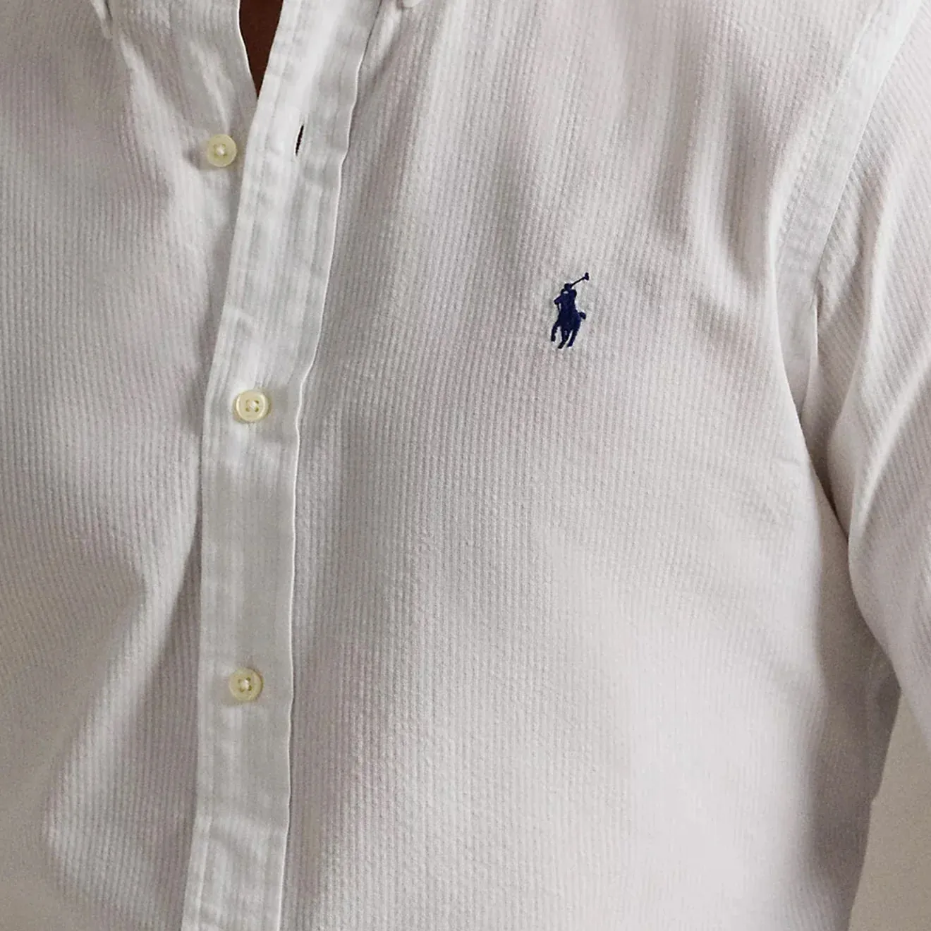 Easy Comfort Subtle Print Polo Ralph Lauren Button Down Custom Fit Shirt White
