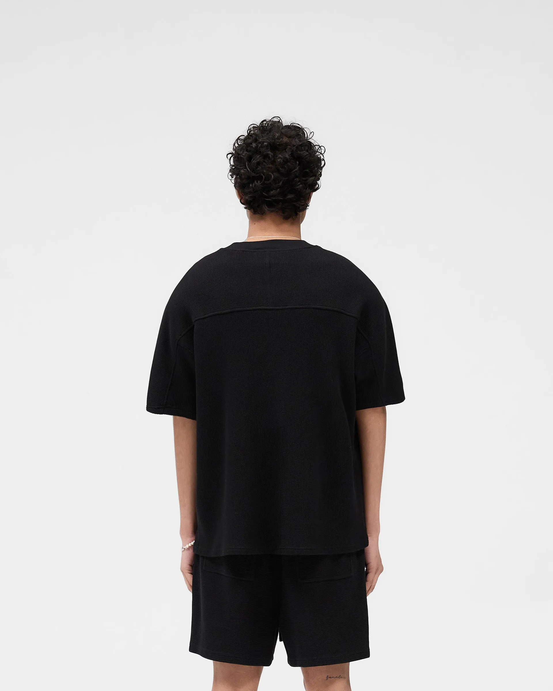 Cozy Vibe Waffle T-Shirt - Jet Black