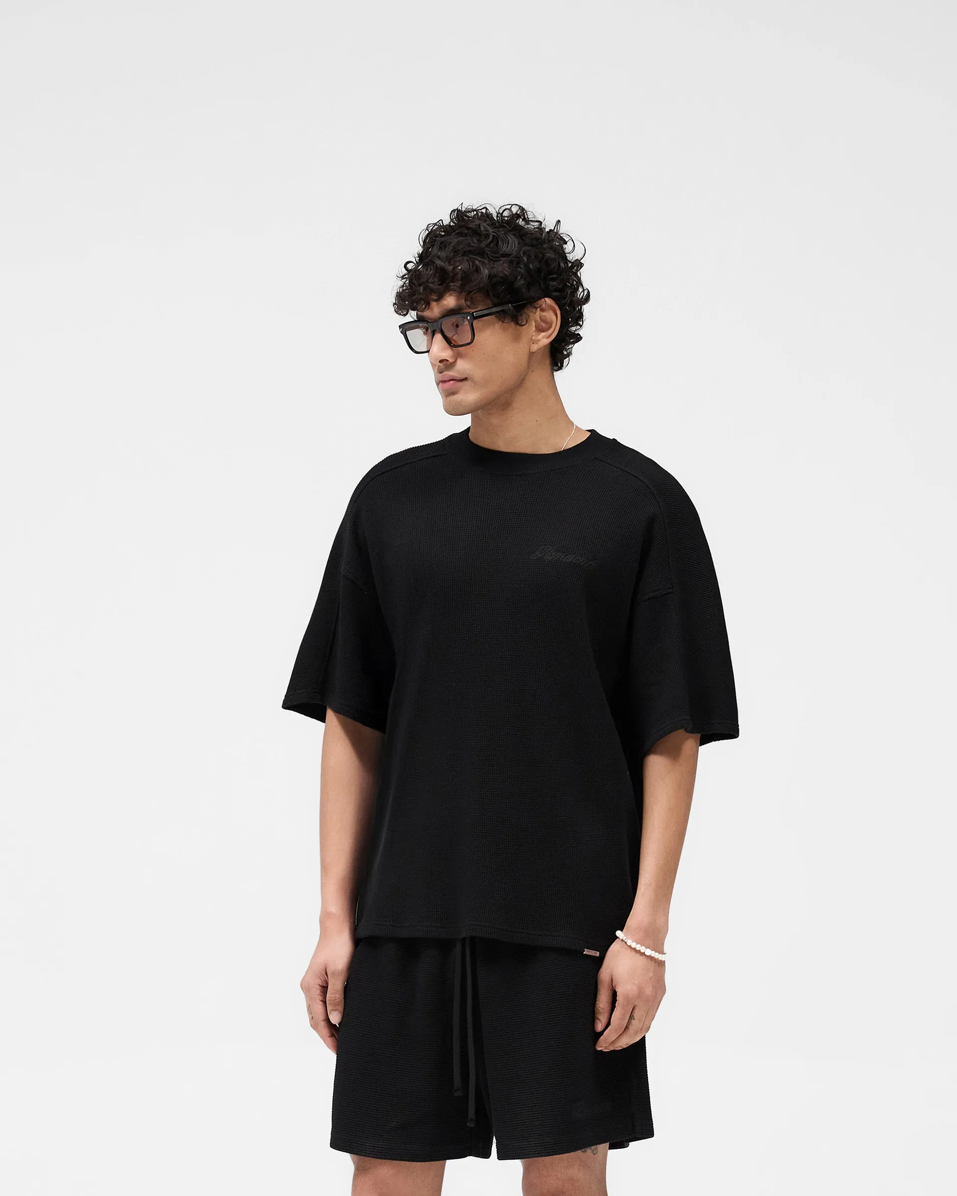 Chill Vibe ZeroDistressFinish Waffle T-Shirt - Jet Black