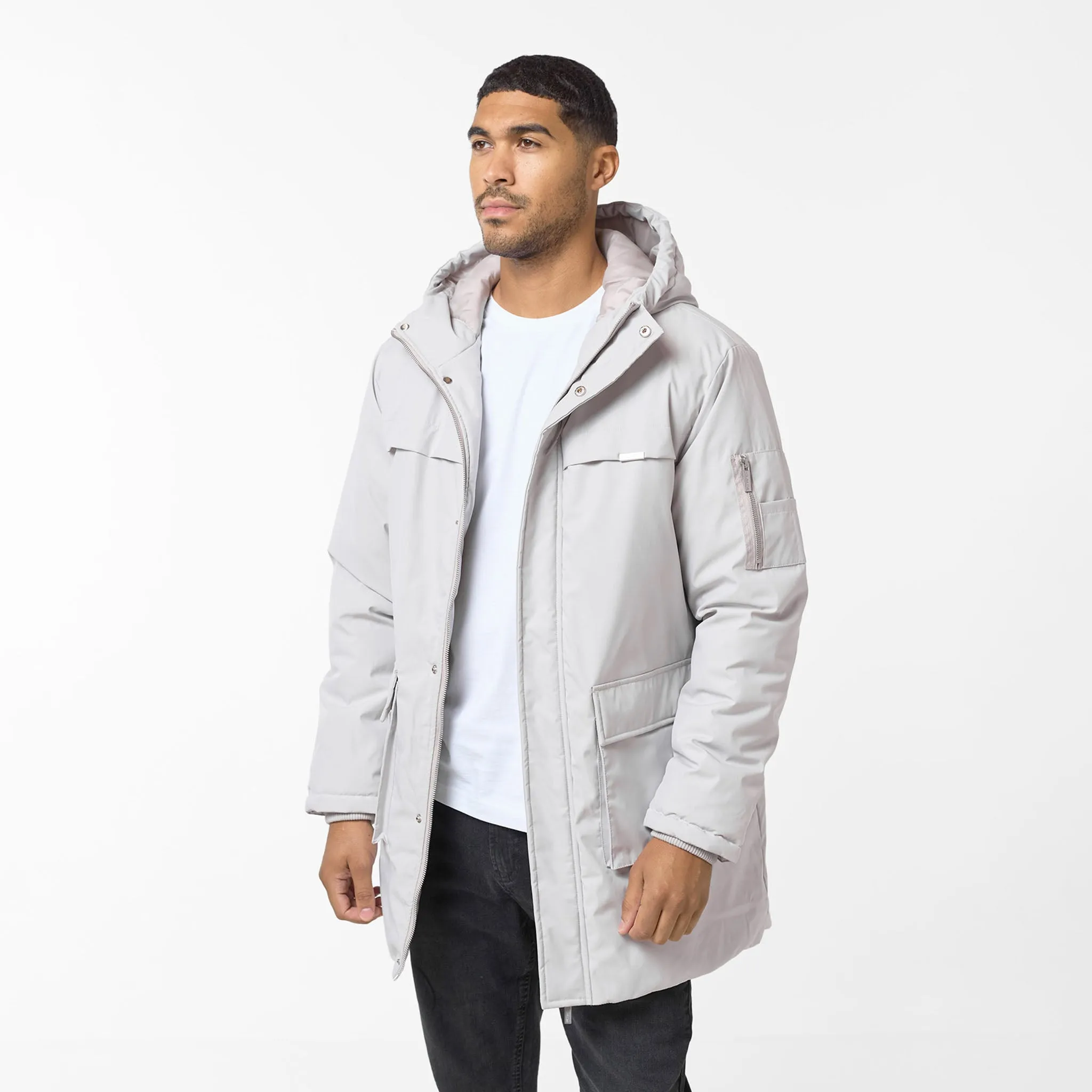 Smart Longline Parka Jacket | Stone Soft touch finish Weather Friendly