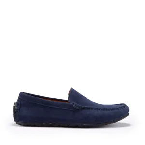 Tyre Sole Driving Loafers, navy blue suede Firm Lane light texture