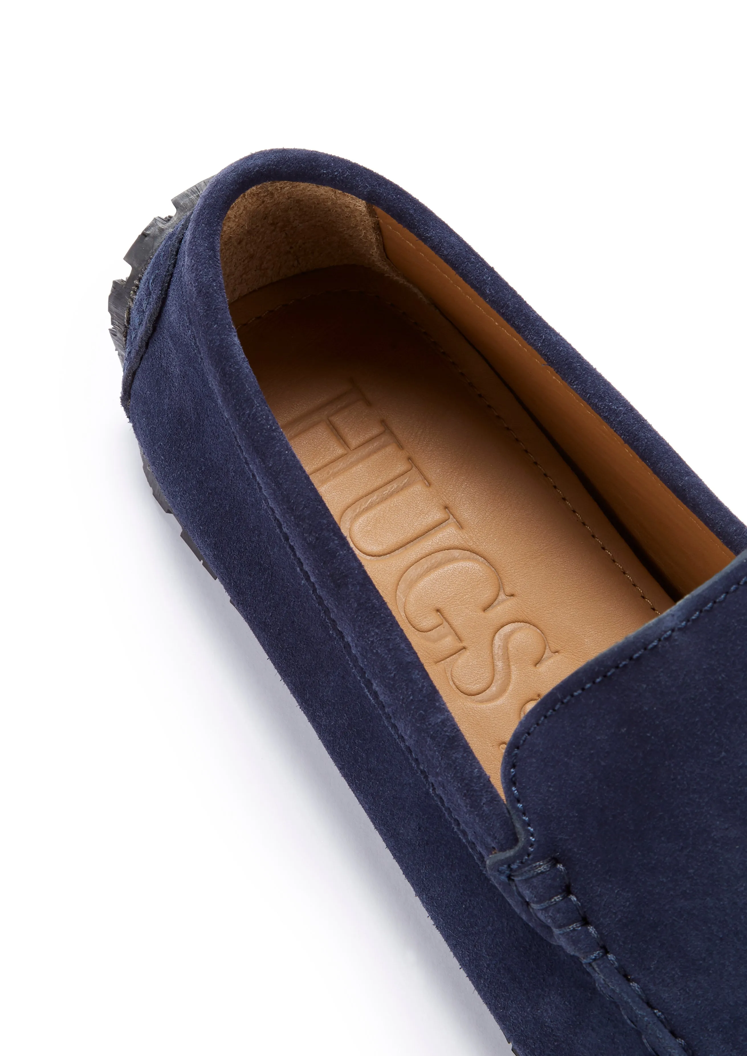 Tyre Sole Driving Loafers, navy blue suede Sleek Silhouette Bright Steps