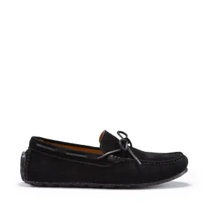Easy Slip Tyre Sole Laced Driving Loafers, black suede