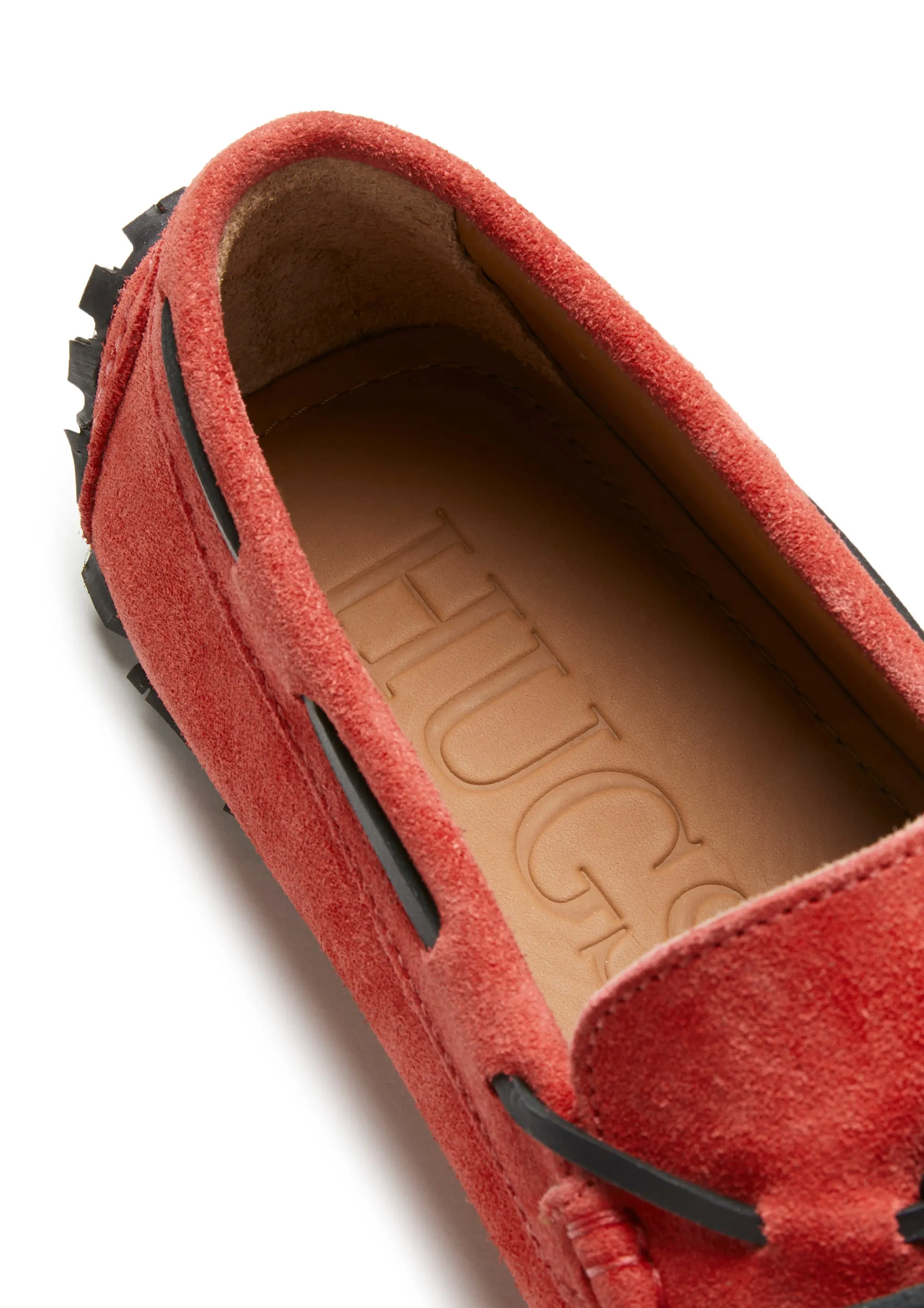 Tyre Sole Laced Driving Loafers, red suede Plus Fit