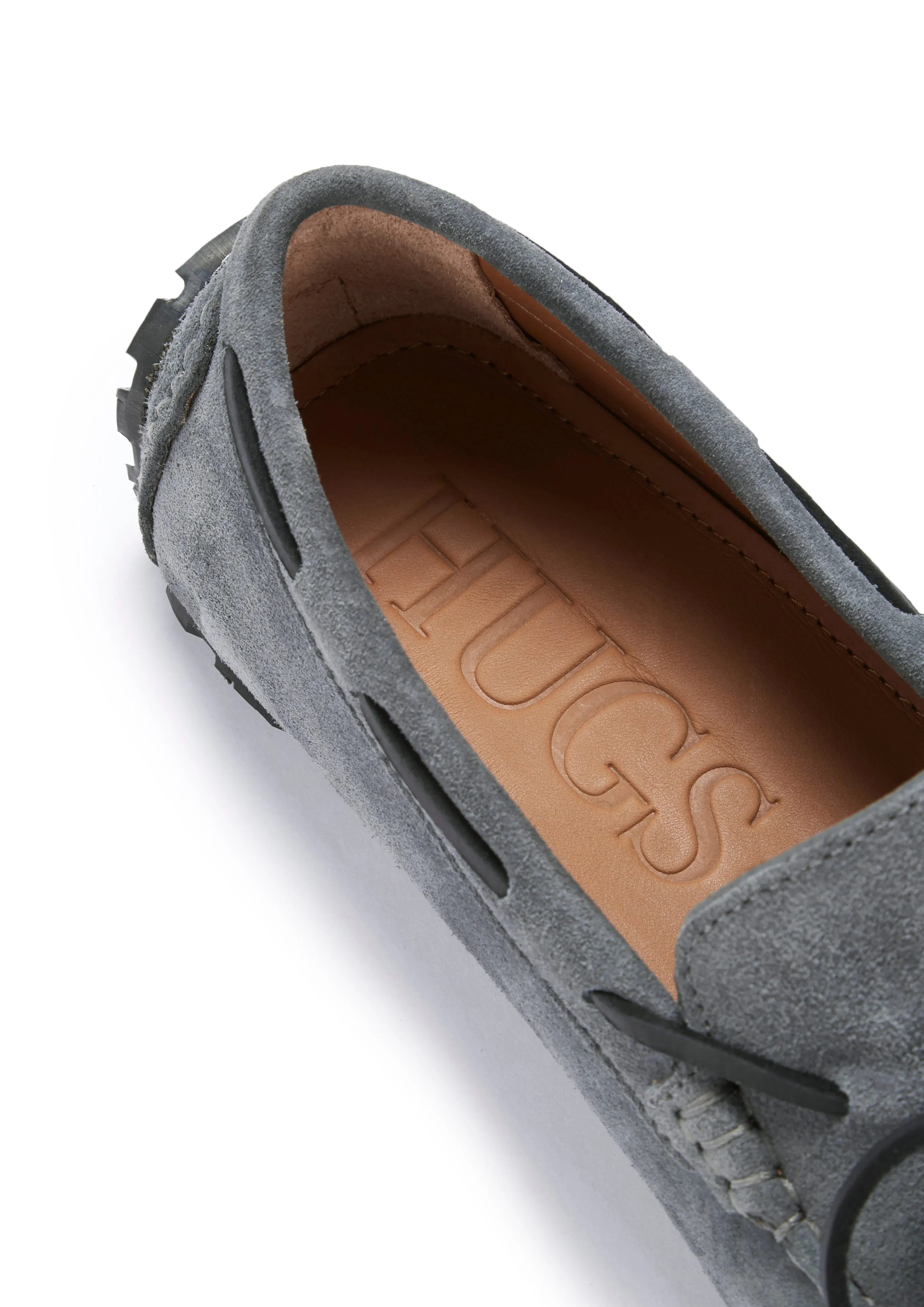 Tyre Sole Laced Driving Loafers, slate grey suede Daily Walk