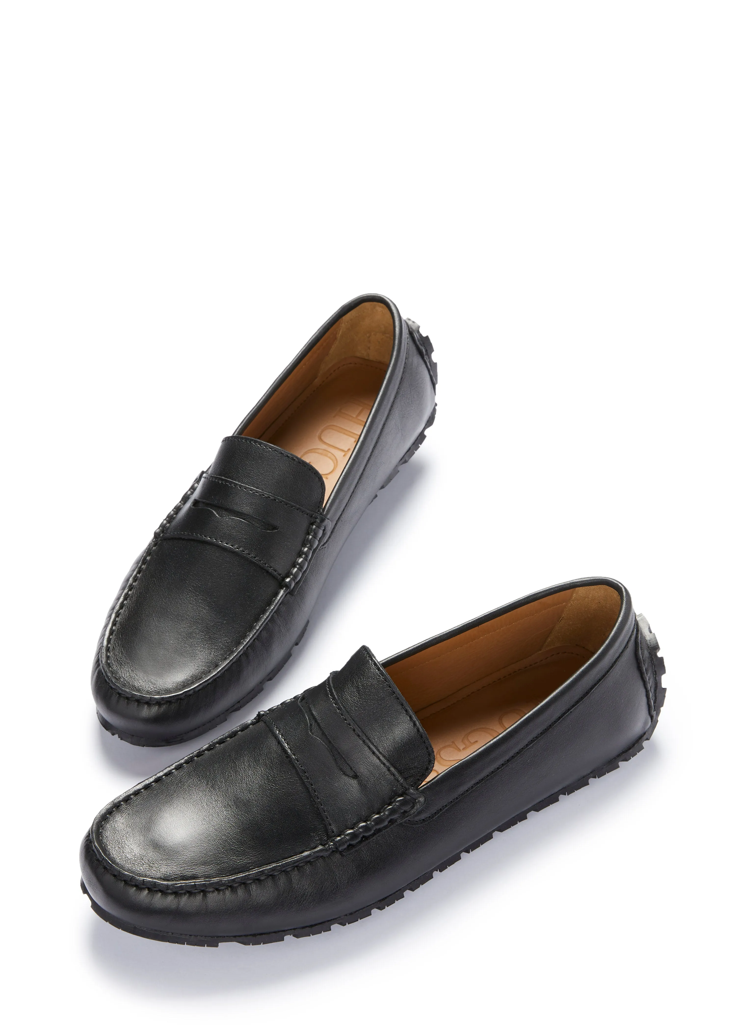 Event Lane Joy Step Tyre Sole Penny Driving Loafers, black leather