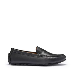 Travel Pair Tyre Sole Penny Driving Loafers, black leather