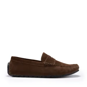 City Walk Air Flow Pro Tyre Sole Penny Driving Loafers, brown suede