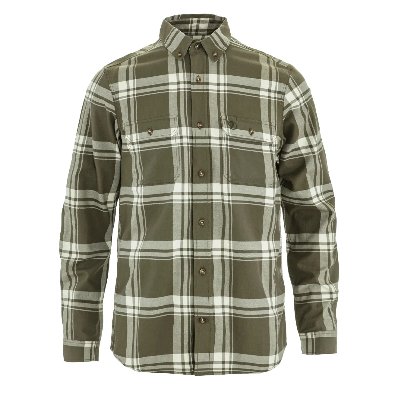 Versatile Outfit Fjallraven Ovik Lite Flannel Shirt Laurel Green / Chalk White
