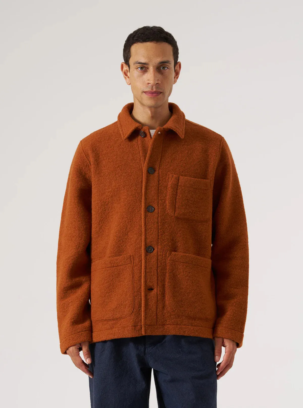 Universal Works Field Jacket Wool Fleece Rust Reused Cloth