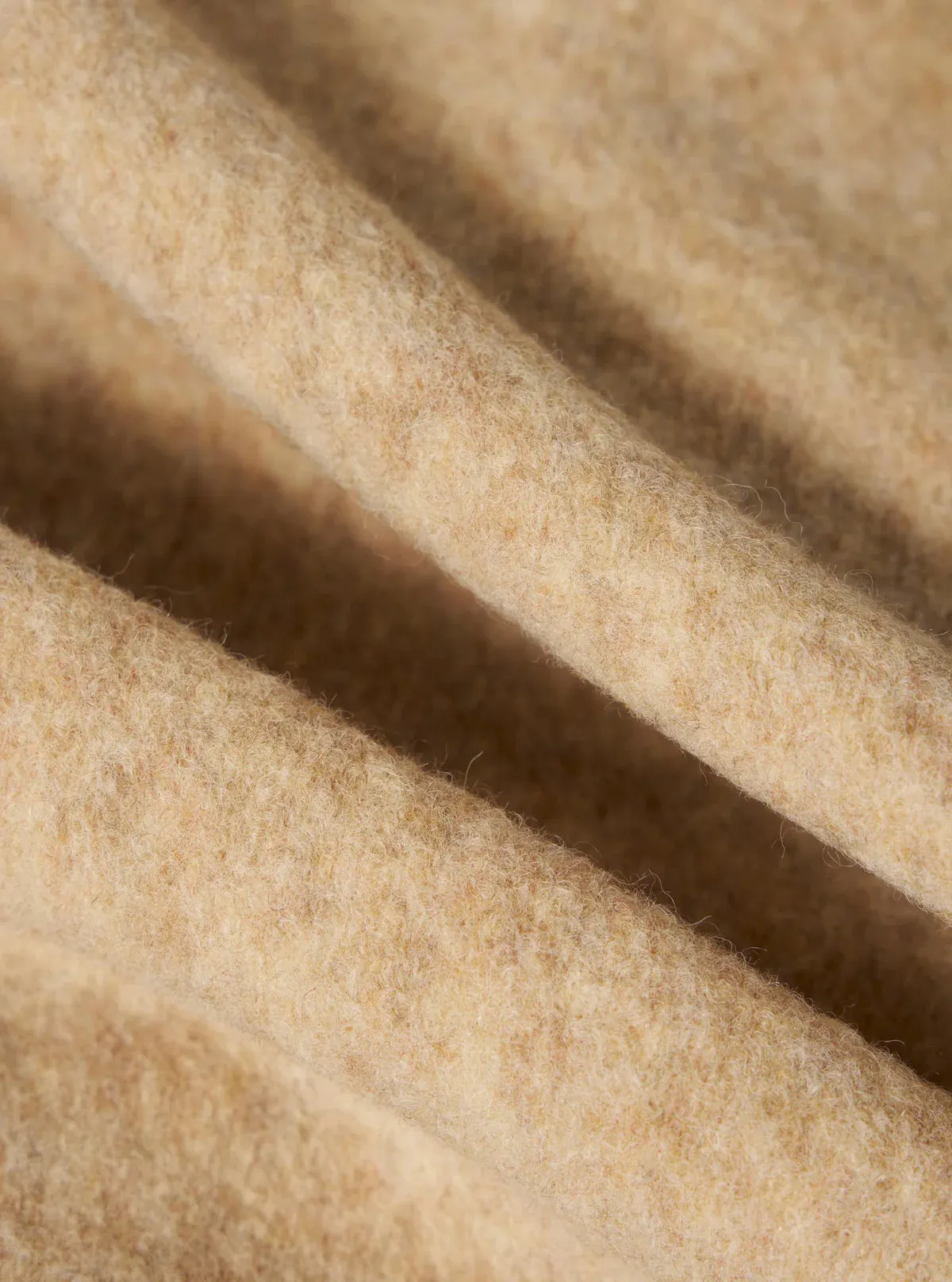 Universal Works Zip Bomber Wool Fleece Fawn Minimalist Style Heavyweight Durability