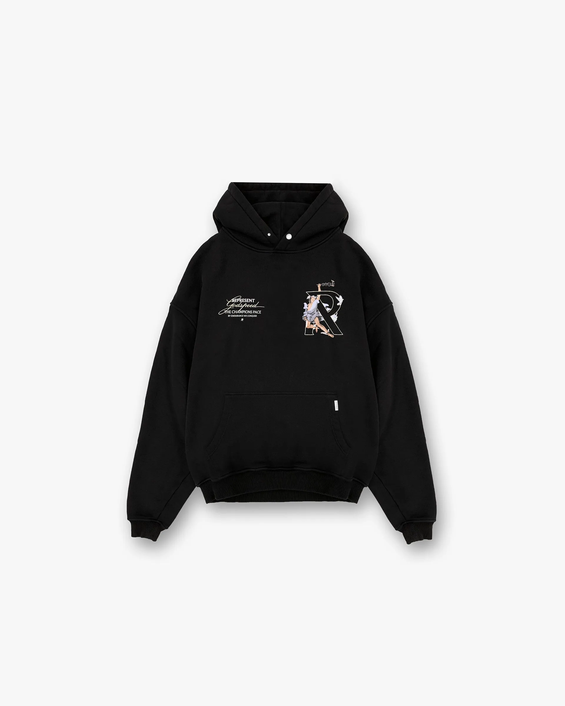 Hermes Hoodie - Jet Black embroidery accents goes with high heels