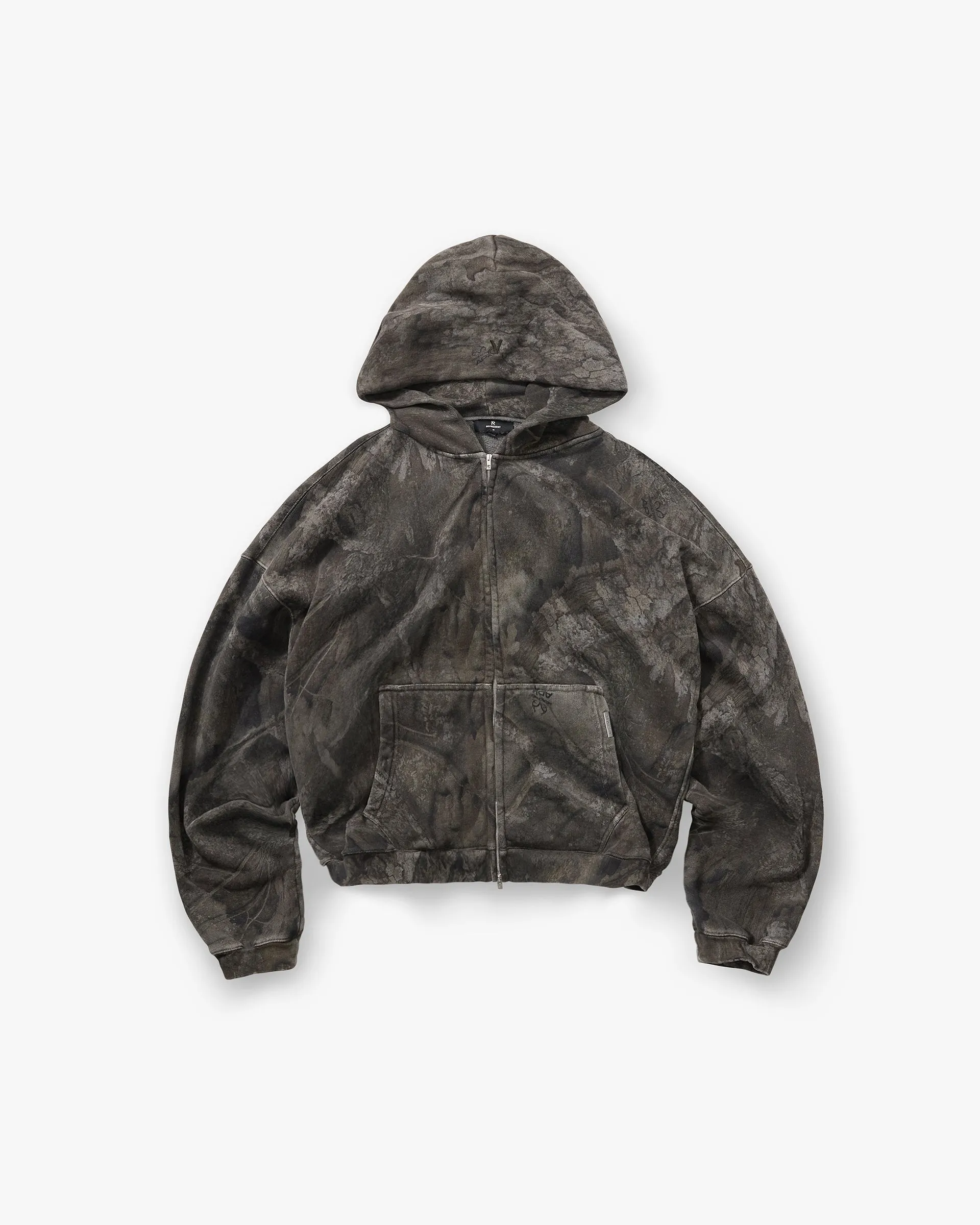 goes with sweatpants Initial Overdye Realtree? Boxy Zip Through Hoodie - Overdyed Black