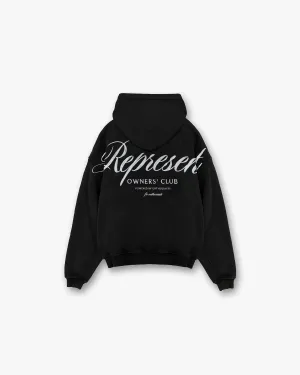 Tassel accents Represent Owners Club Script Hoodie - Black