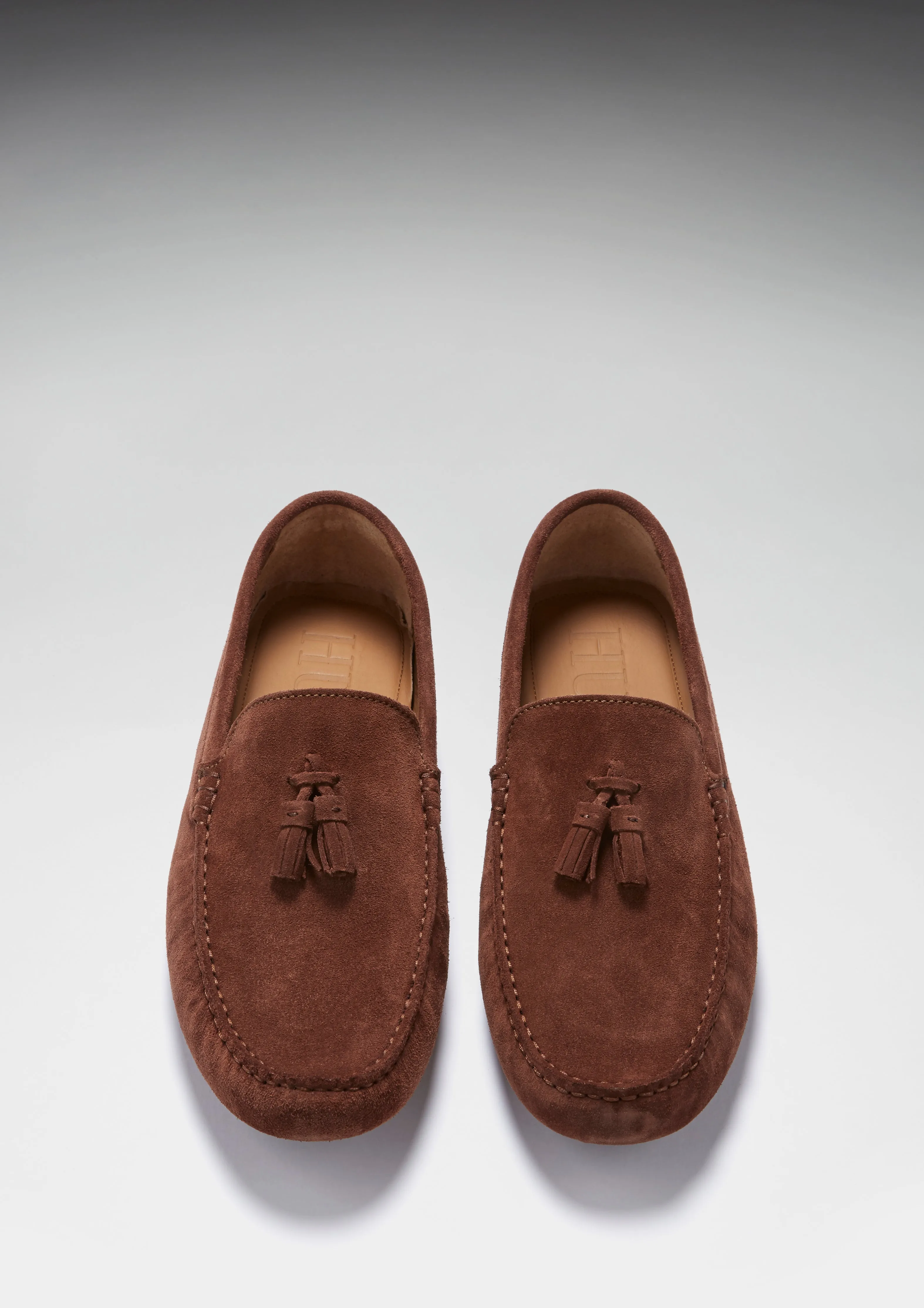 Tasselled Driving Loafers, mahogany brown suede Relaxed Fit Shoes portable
