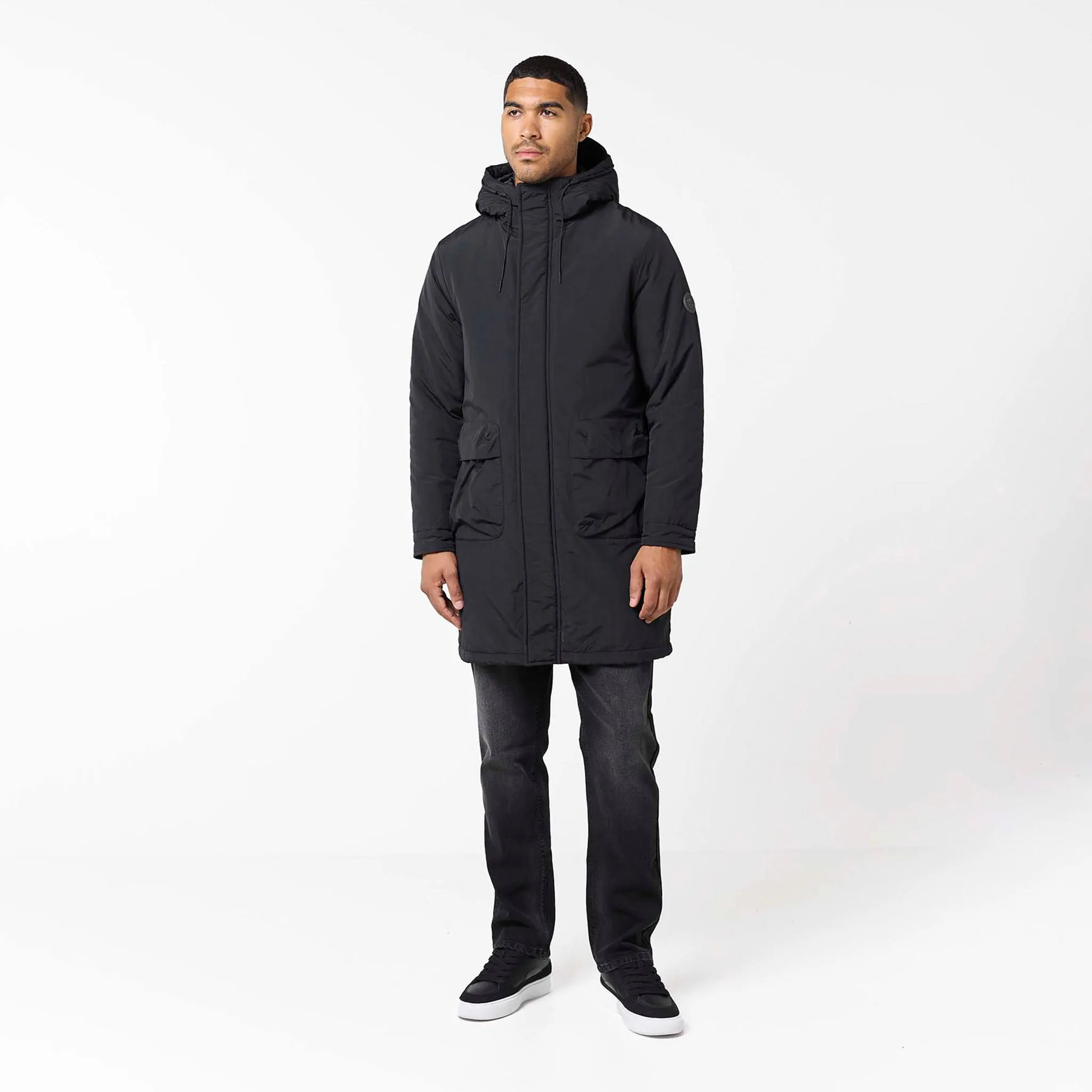 Utiliity Tech Pocket Parka | Black Softshell Fabric