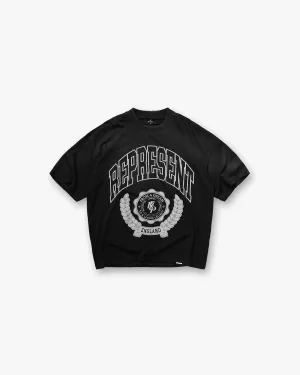 Legacy Crest T-Shirt - Stained Black Fresh Style Geometric Print