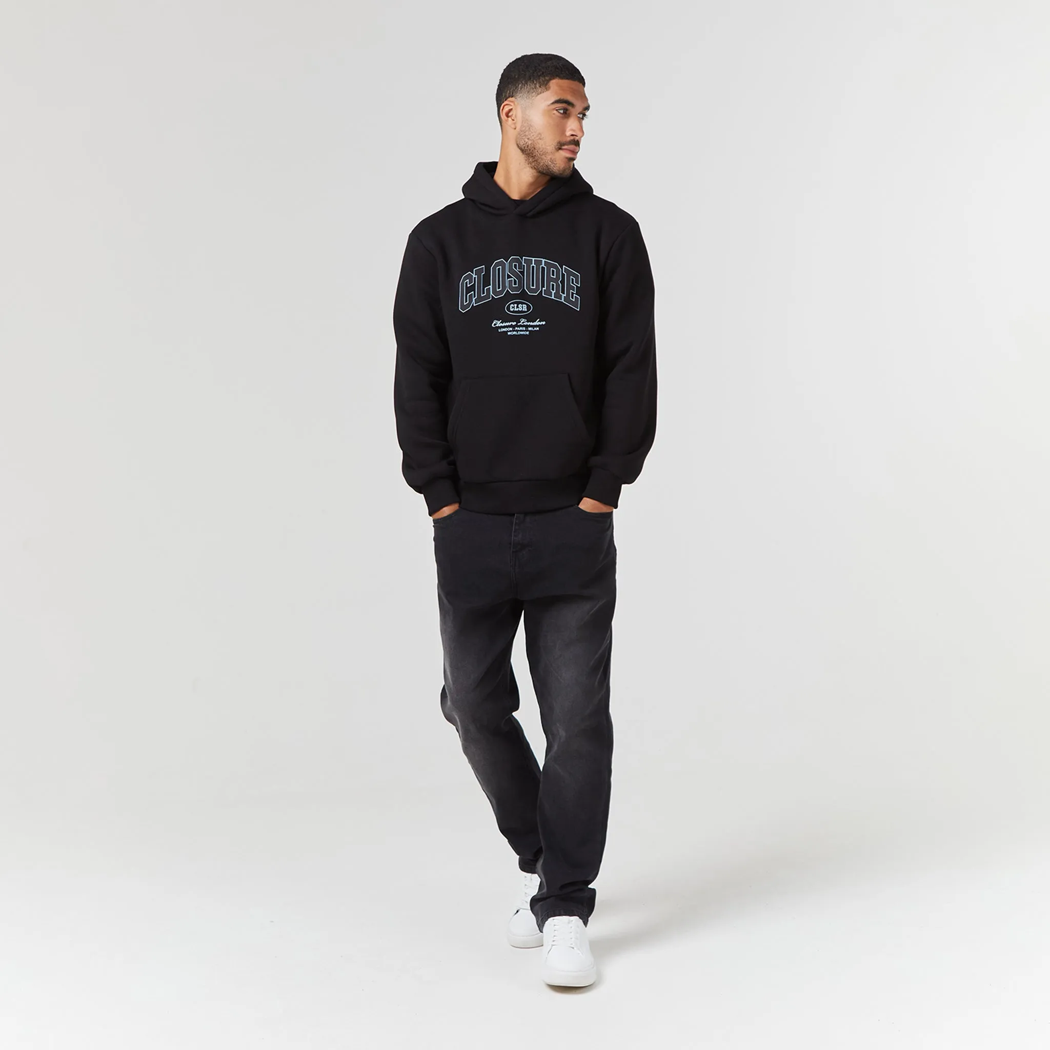 Varsity Hoodie | Black product date night charm factor Weekend Comfort
