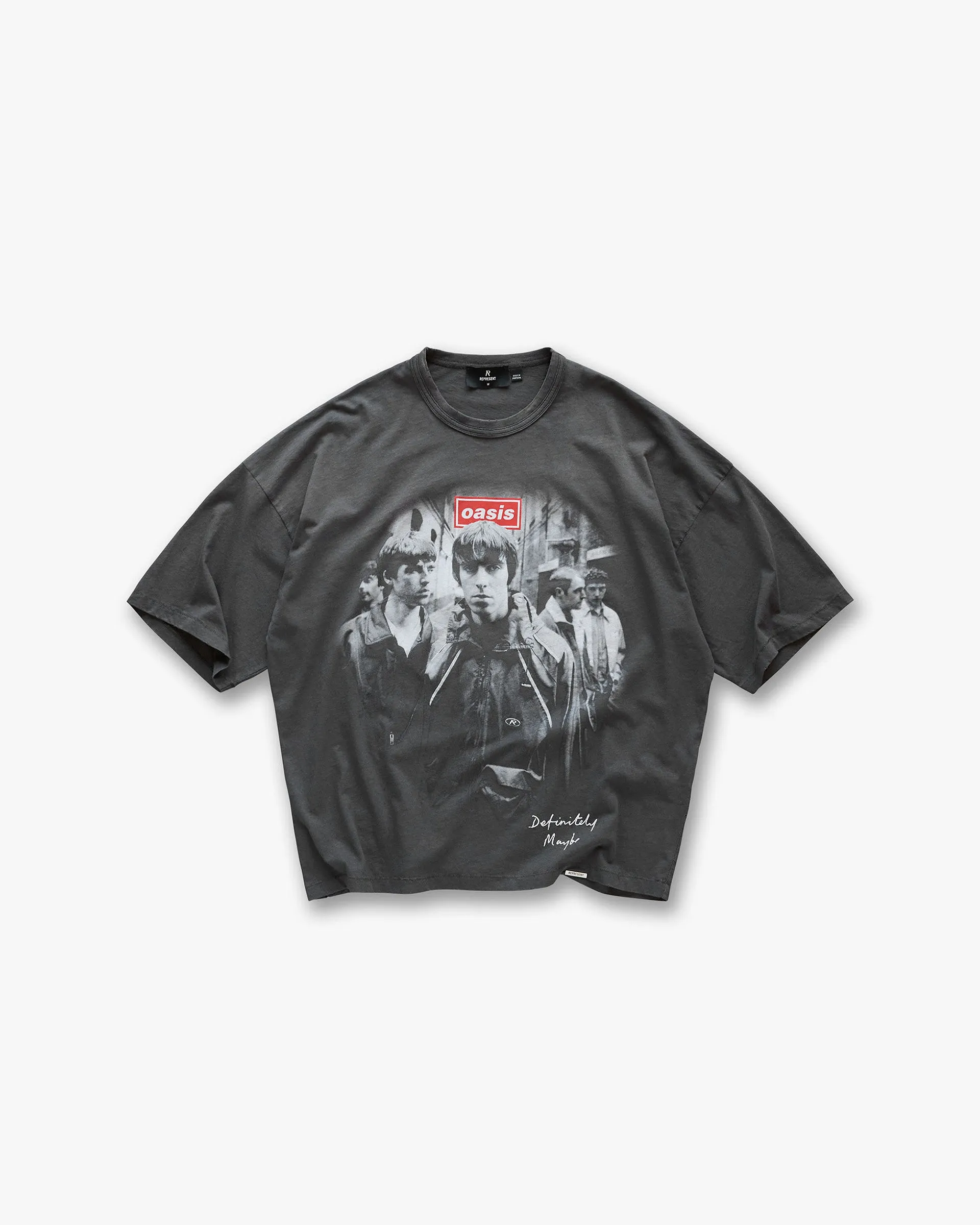 Represent X Oasis Definitely Maybe T-Shirt - Washed Black Breathable mesh panel