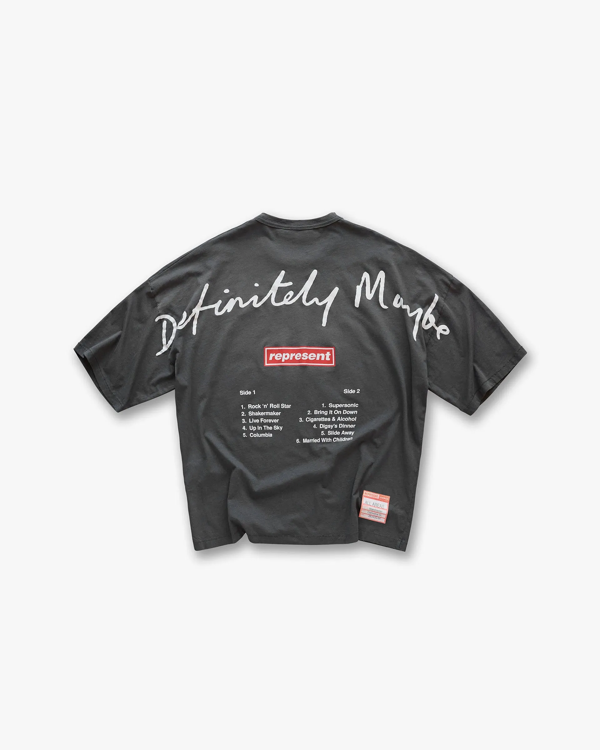 Represent X Oasis Definitely Maybe T-Shirt - Washed Black Breathable Performance men's clothing