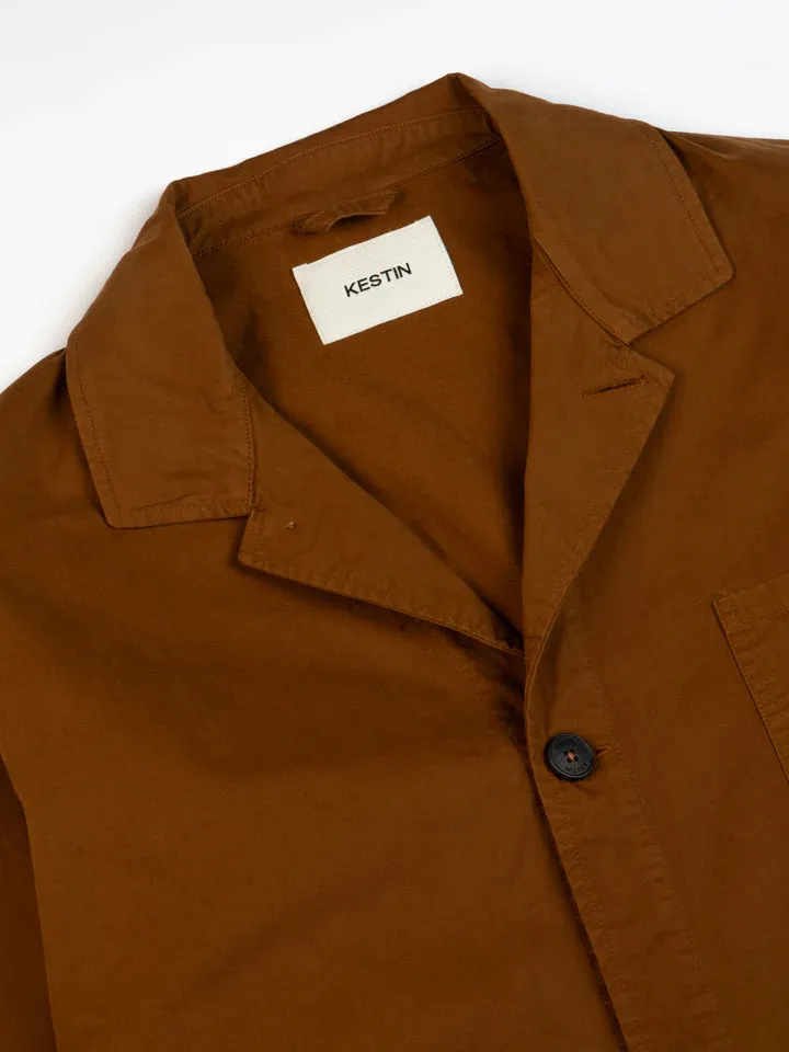 Kestin Port Jacket Cotton Twill Tobacco Minimal Detail Flexible Elasticity