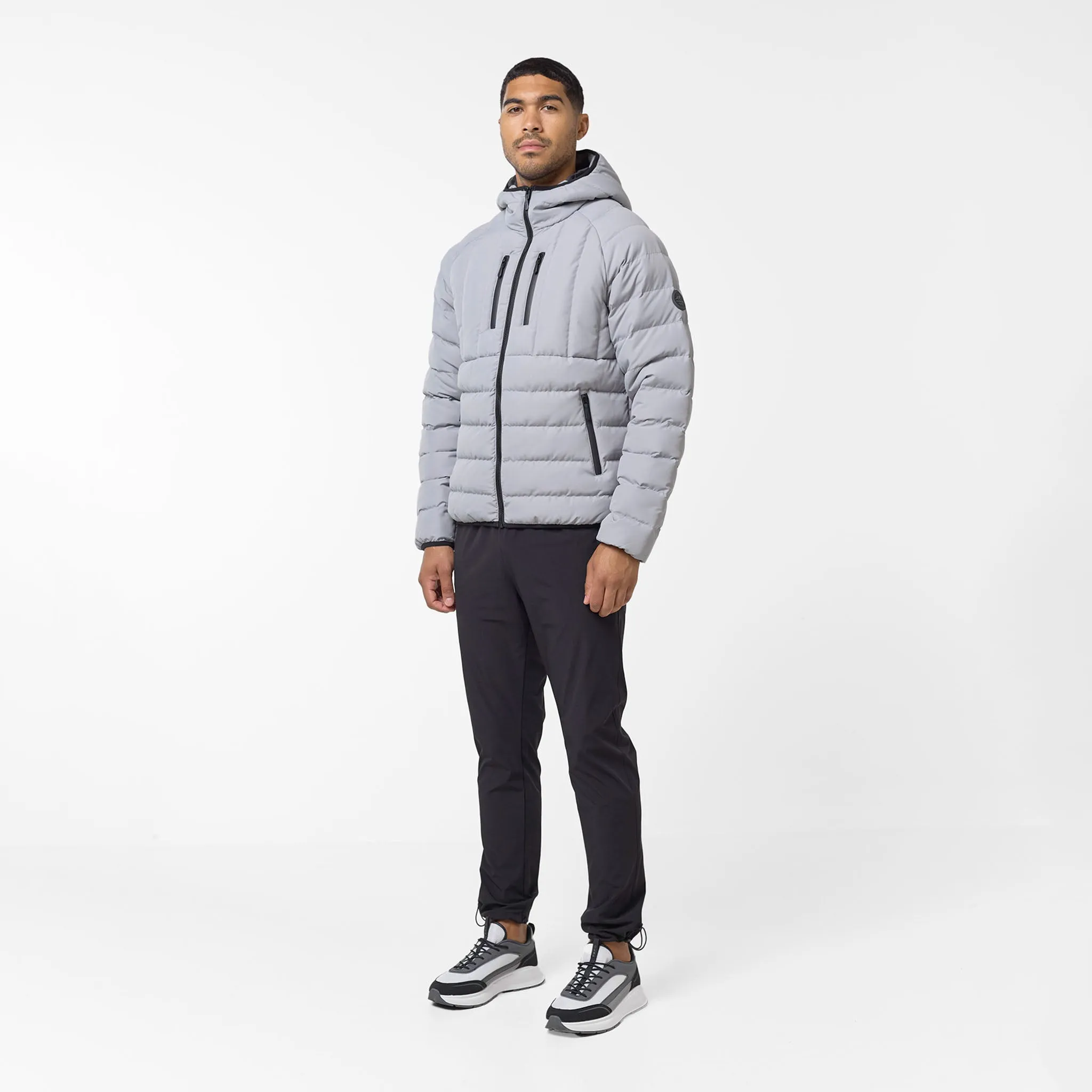 StretchFit Silhouette Easy Comfort Slim Quilted Zipped Puffer | Grey