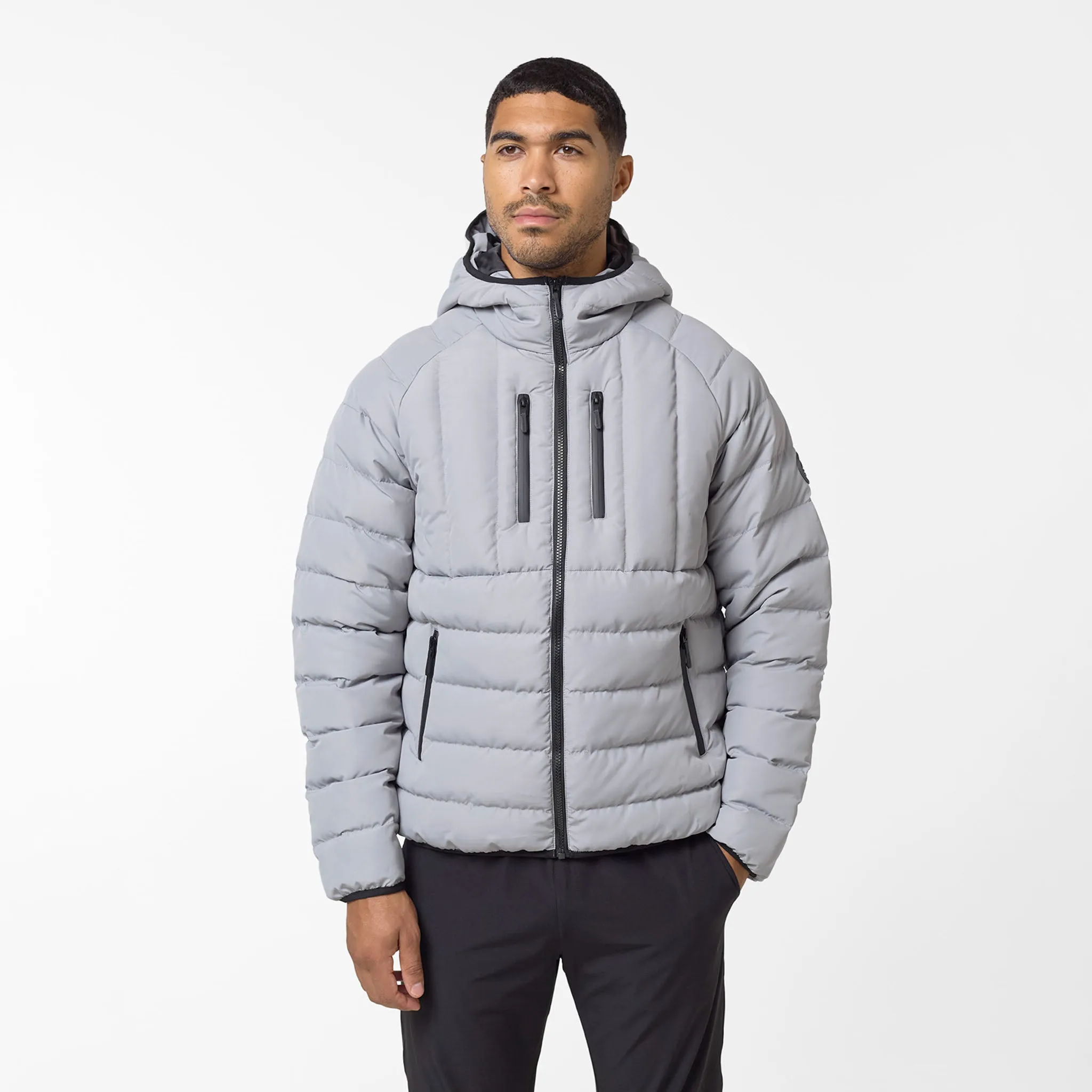 Compact Packable Slim Quilted Zipped Puffer | Grey