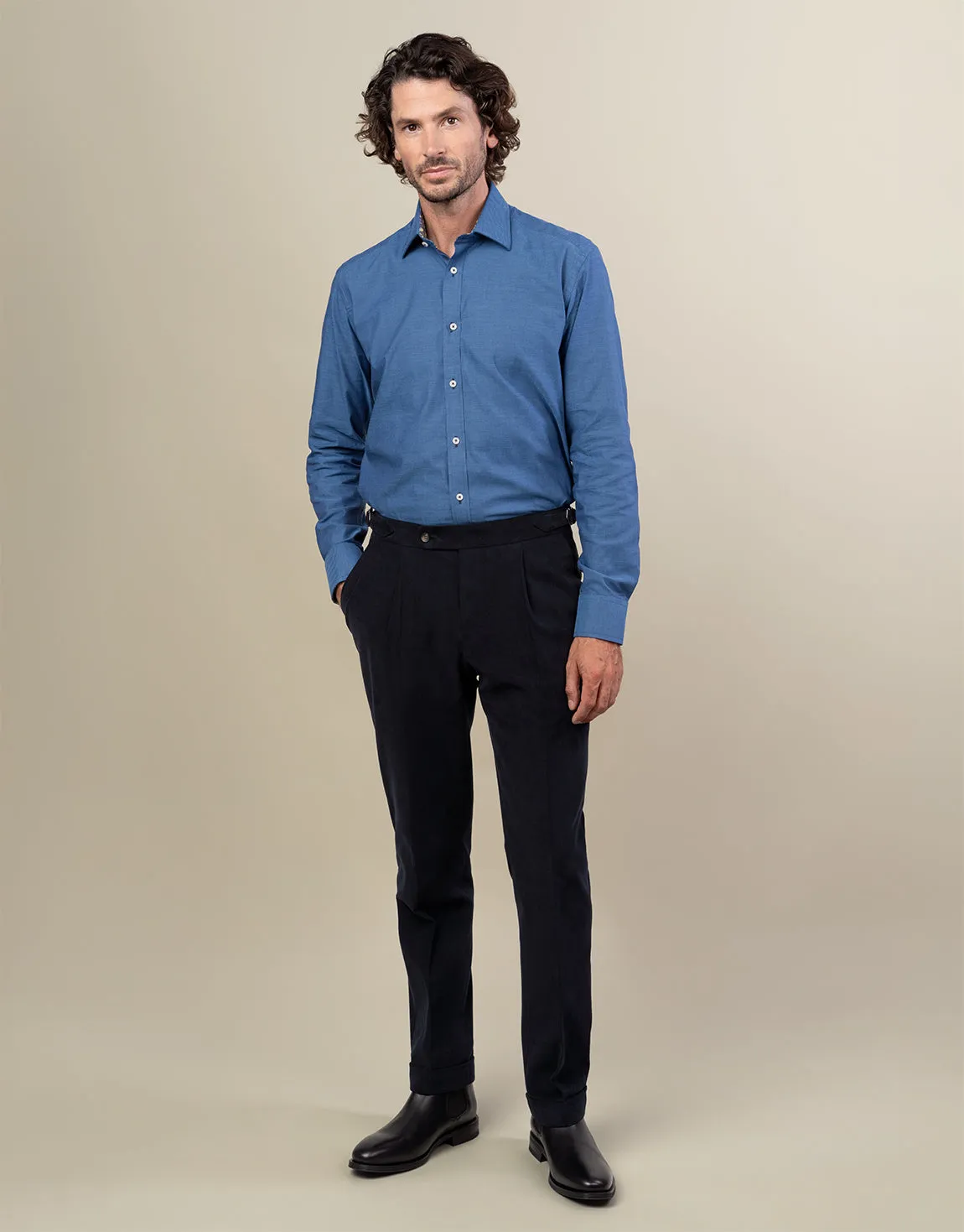 Easy Fit Evans Navy Brushed Cotton Trouser