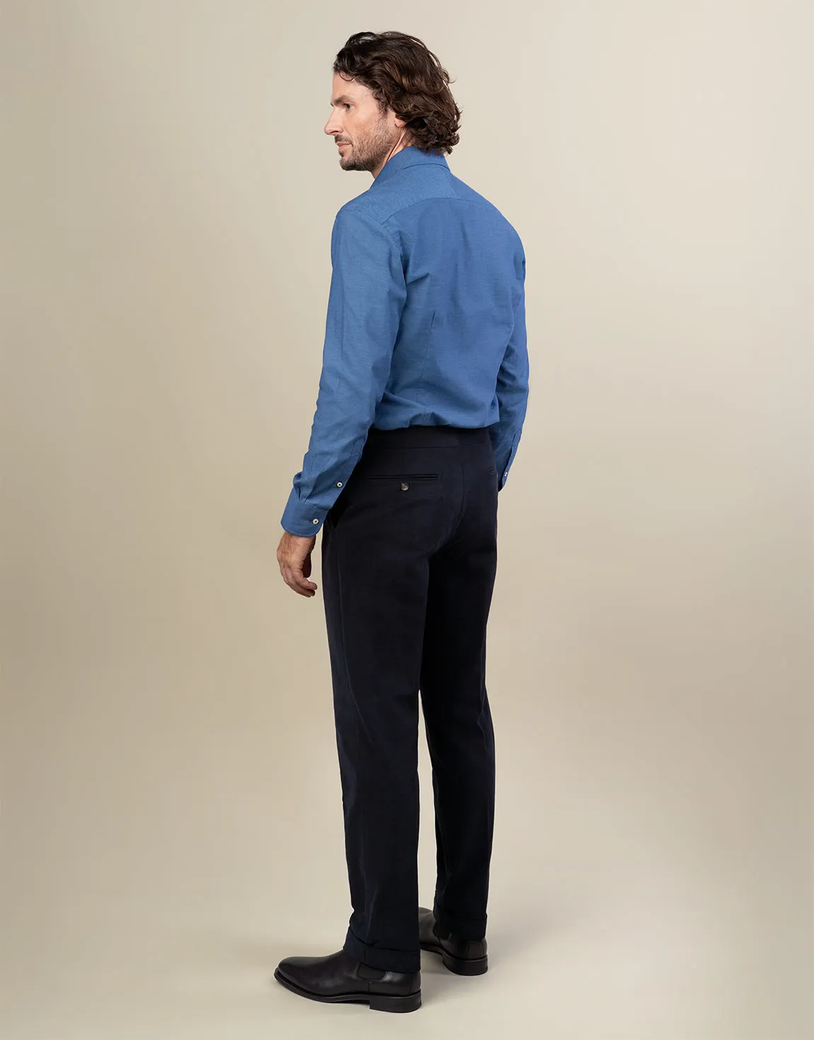 Stay Comfortable Layered Look Evans Navy Brushed Cotton Trouser