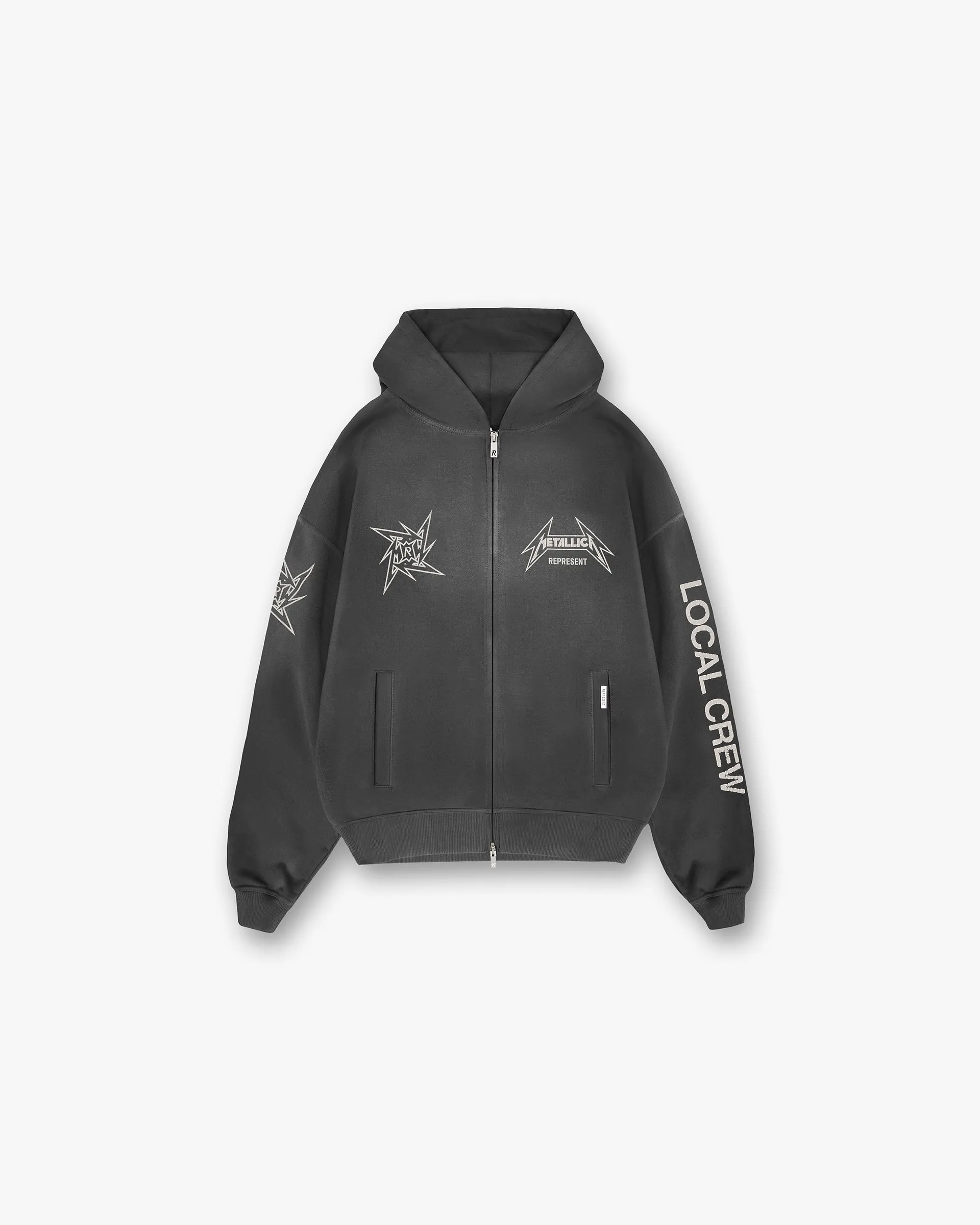 Represent X Metallica Local Crew Zip Hoodie - Stained Black Travel Active
