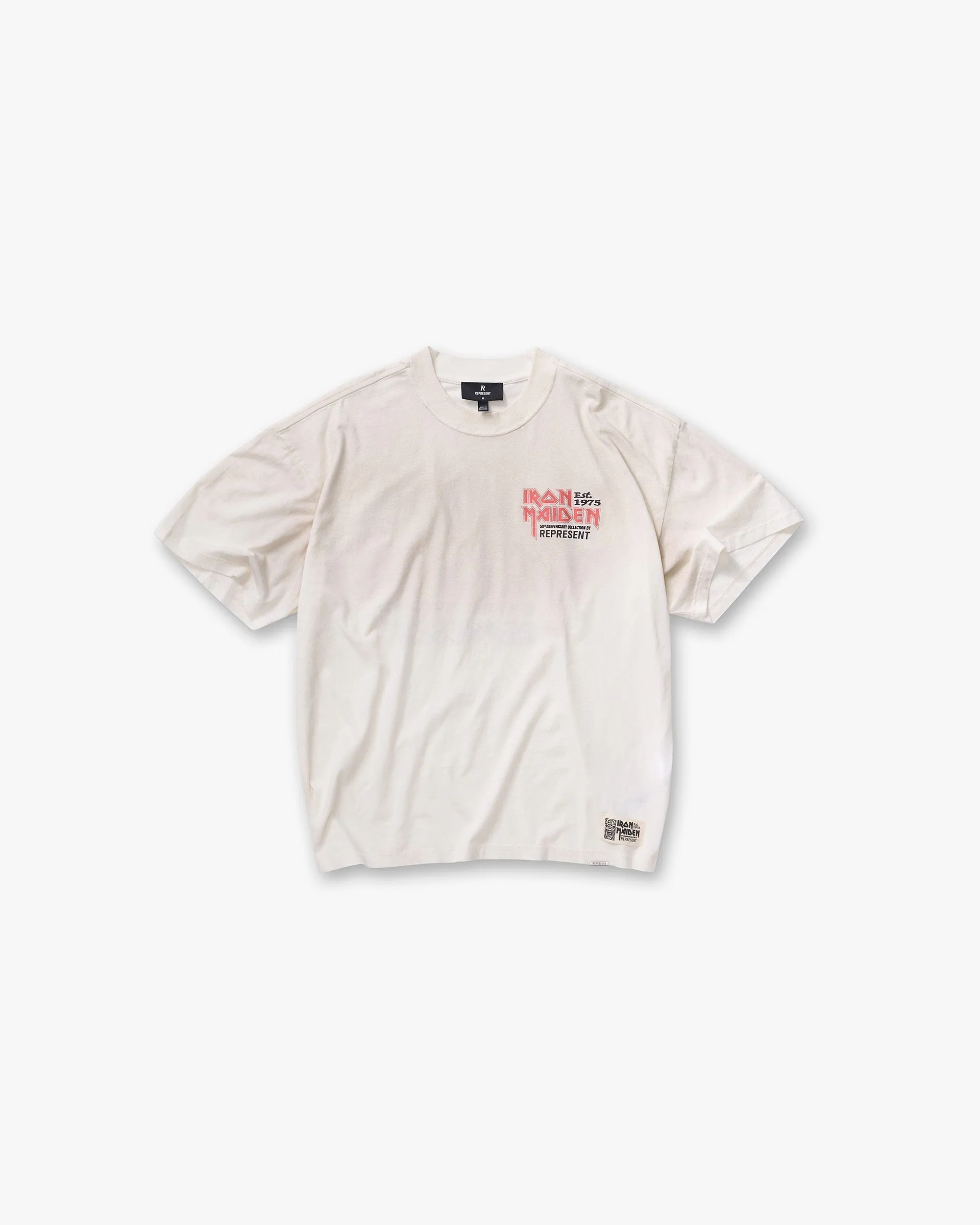 Chafe Free Armhole Represent X Iron Maiden Anniversary T-Shirt - Washed Ecru