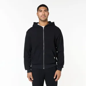 Waffle Knit Full Zip Hoodie | Black suitable for workouts