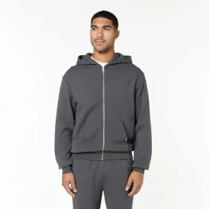 Neutral Colors product weekend wear comfort Waffle Knit Full Zip Hoodie | Charcoal