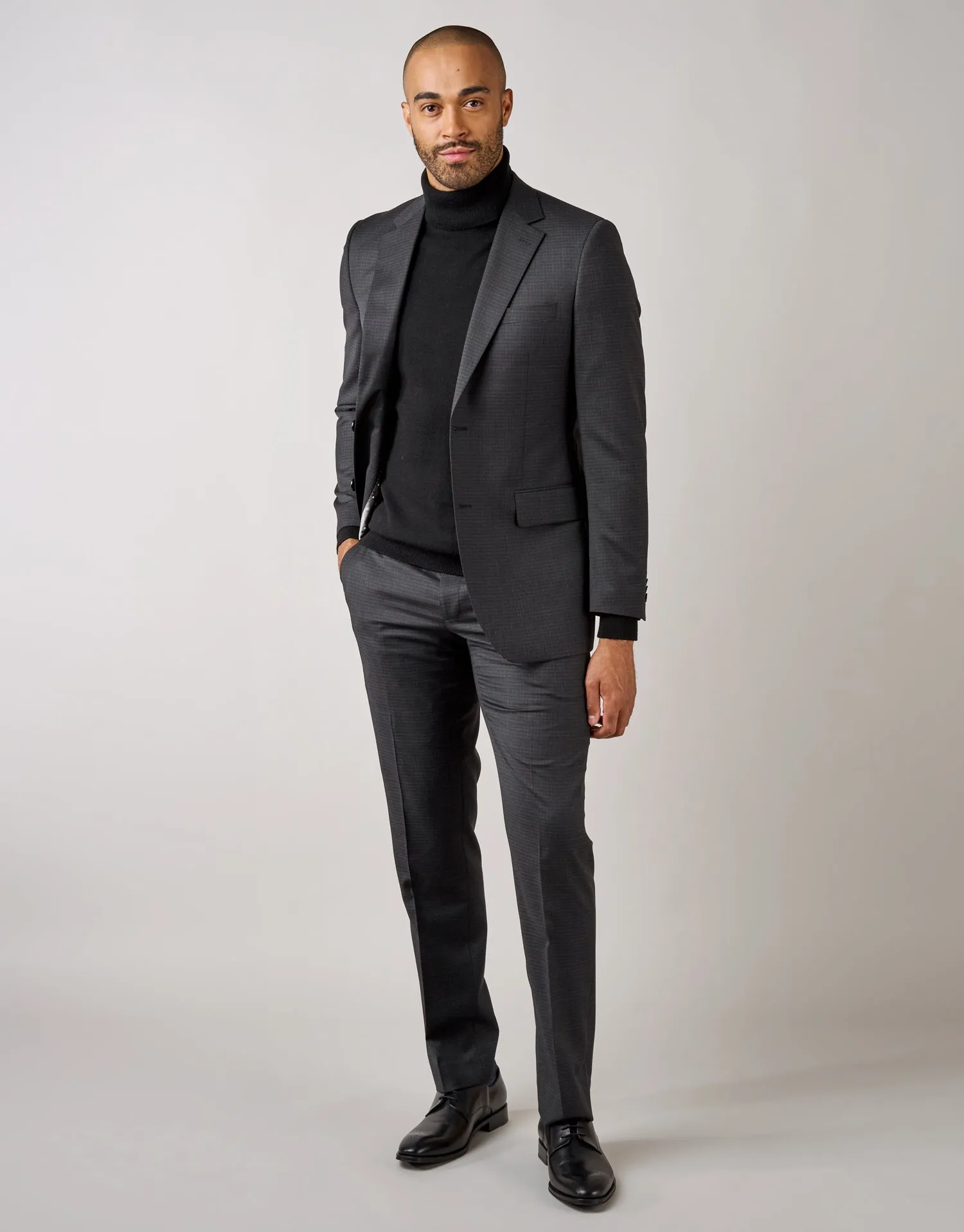 Lotus Charcoal Textured Check Suit Trouser EcoFriendlyMaterials Organic Cotton