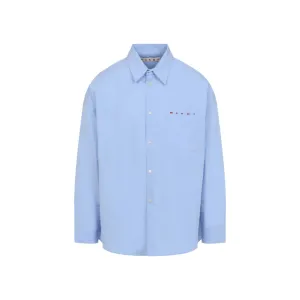 L/S Blue Cotton Shirt Pocket Detailing
