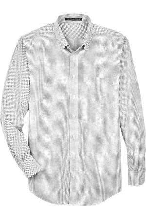 Devon & Jones Crown Collection Gingham Check Woven Dress Shirt Wrinkle Resistant Finish