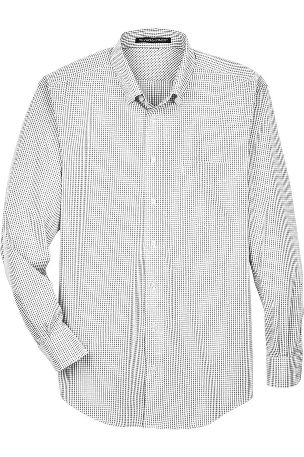 Devon & Jones Crown Collection Gingham Check Woven Dress Shirt Wrinkle Resistant Finish
