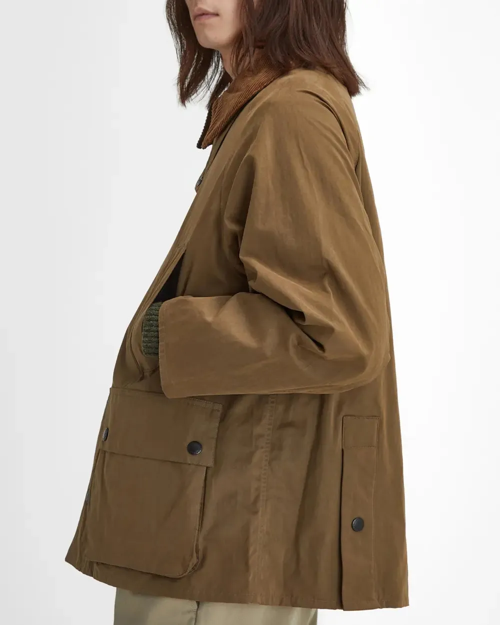 Barbour Peached Oversized Bedale Casual Jacket Dark Sand Holiday Trip